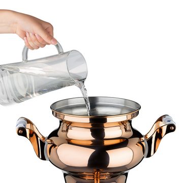 BEEM Samowar Teekocher Hotel Gastronomie, 5 l, Heißwasserspender ROYAL Samowar - 15 L - Edelstahl/rose