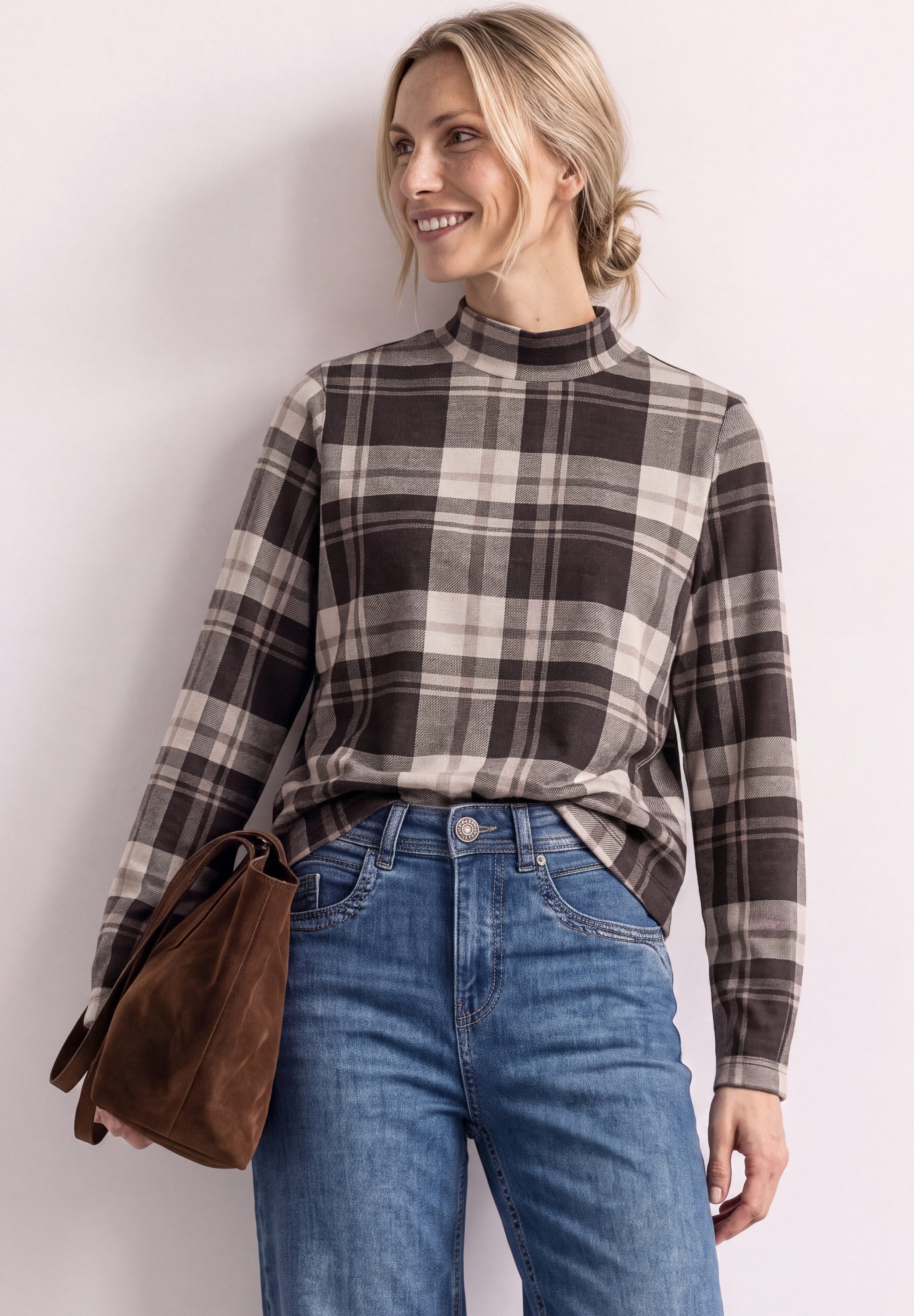 STREET ONE Langarmshirt mit Karomuster