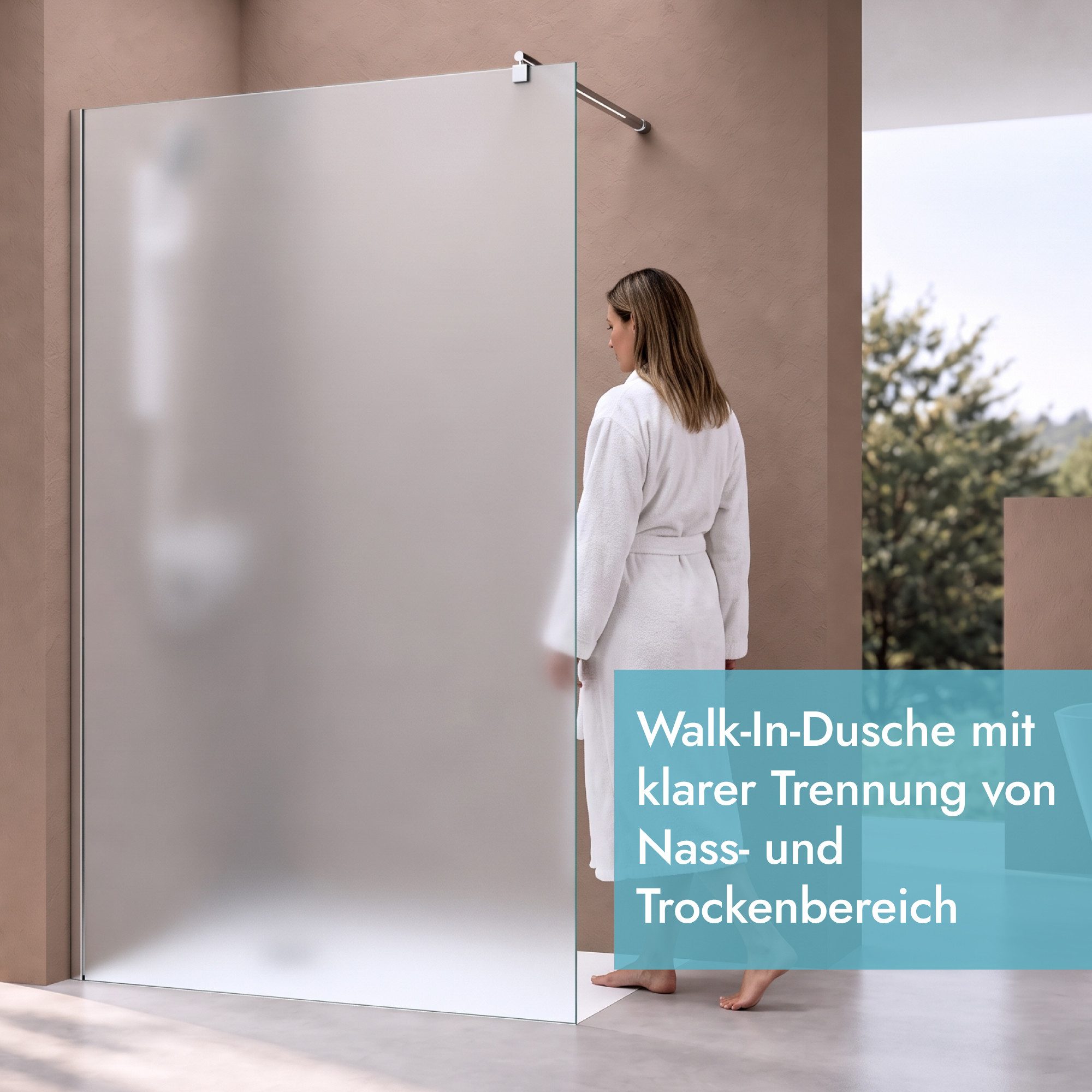 doporro Walk-in-Dusche Duschwand für Dusche Satiniert Dusche Duschabtrennung Duschwand Glas, Einscheibensicherheitsglas – Bild 2 von 5