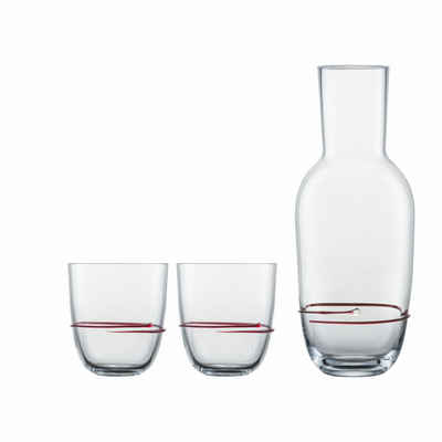 Zwiesel Glas Gläser-Set Aura Rot, Glas, Karaffe mit 2 Bechern