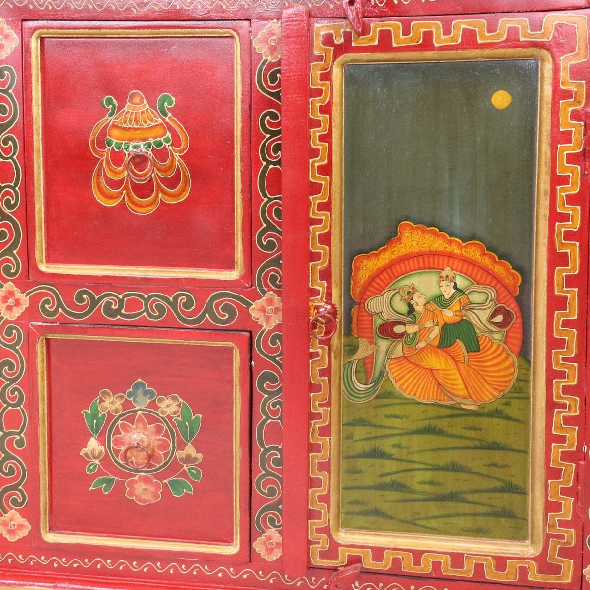 Handarbeit Galerie Rot Oriental Jirki Sieboard Mehrzweckschrank cm 150 Wandschrank Tibet