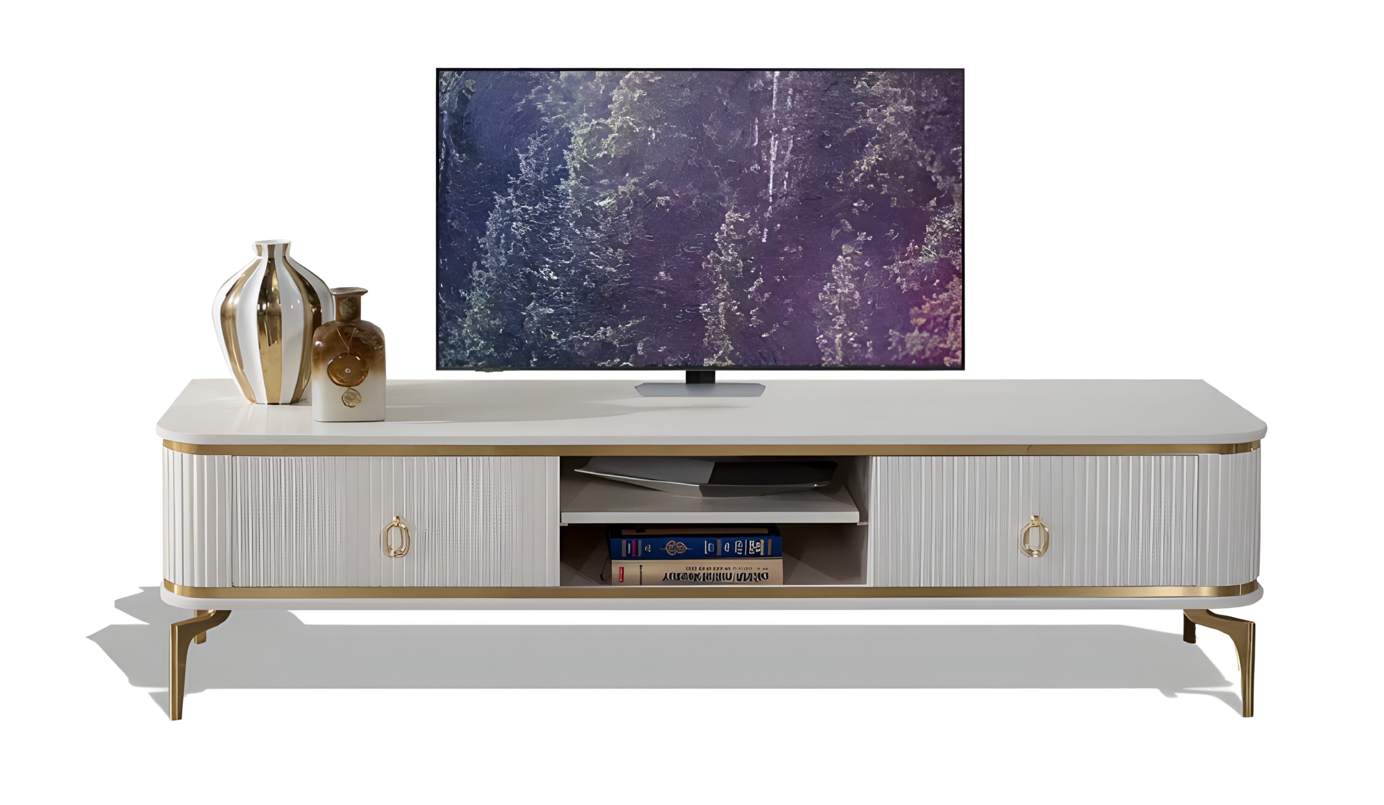 Xlmoebel Lowboard TV-Lowboard von XLMOEBEL mit geriffelten Fronten und Schubladen (Lowboard, 1 St., TV-Lowboard), Made in Europa