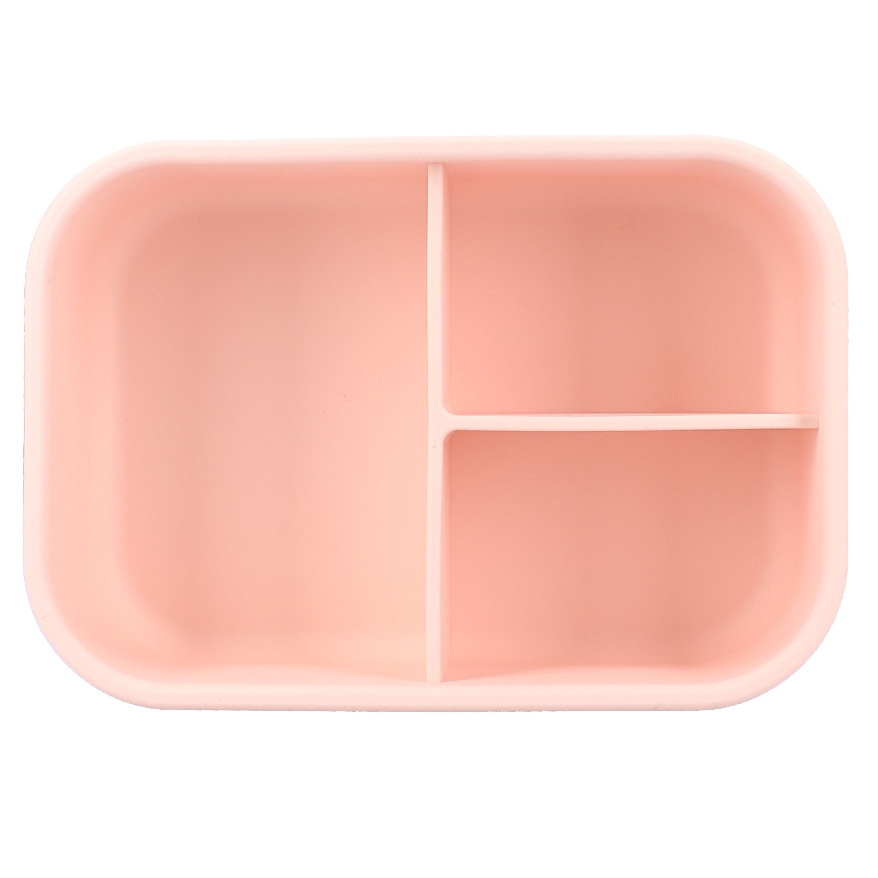 Kidzroom Lunchbox Kinder Brotdose aus Silikon mit Blumen-Print & 3 Fächern in Rosa, Silikon