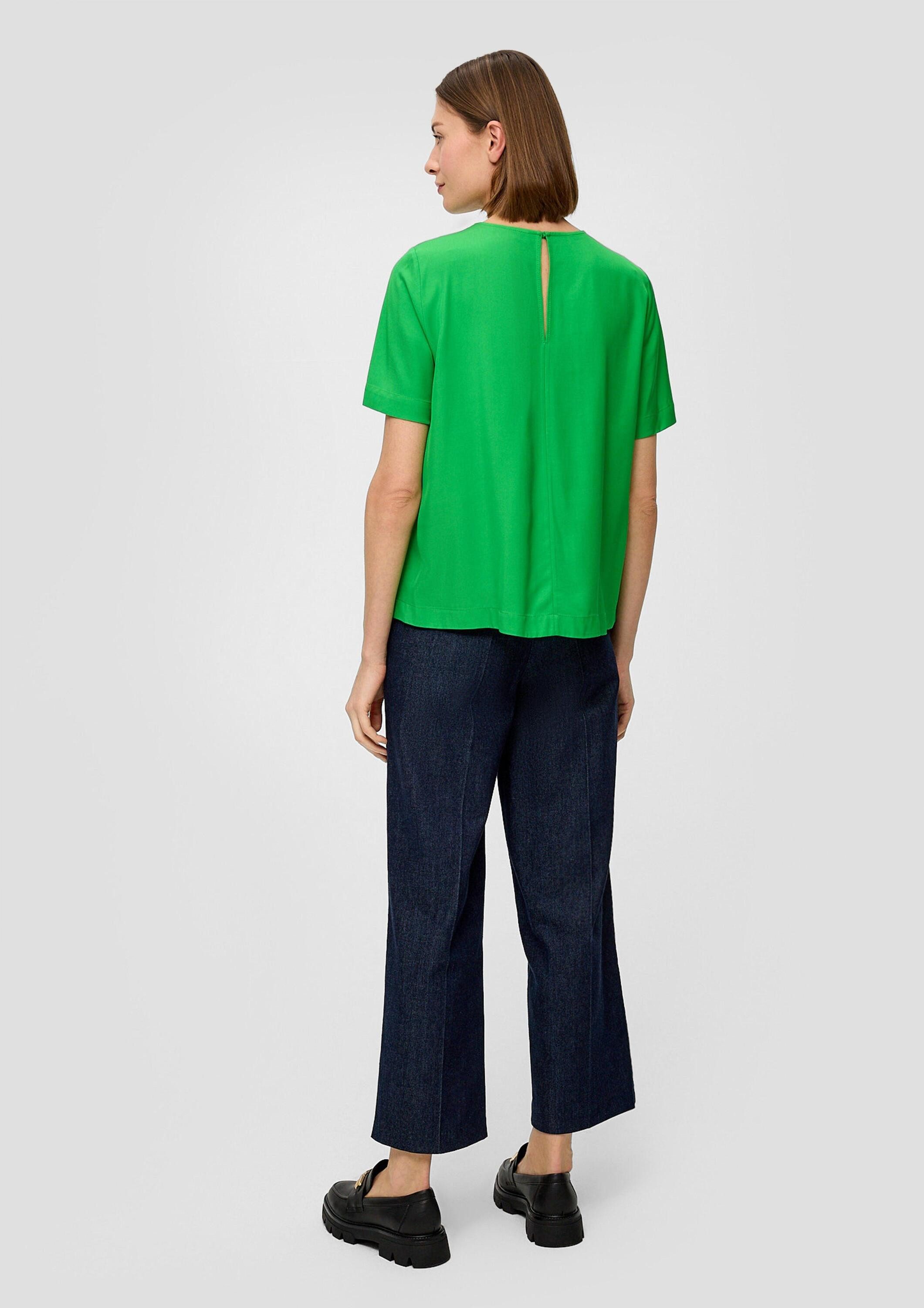 s.Oliver Kurzarmbluse Bluse Bluse aus schimmerndem Viskosetwill