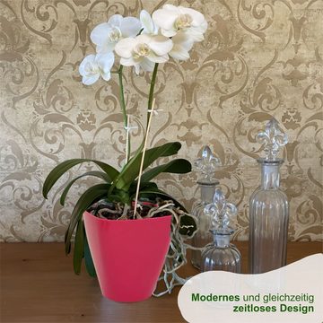 Heimwerkercenter Übertopf MePla - 3 Stück Orchideen-Übertopf Quadrat - wetterfestes Pflanzgefäß - UV-beständiger Blumenkübel - Pflanzentopf - Kübel - ø9 cm - fuchsia