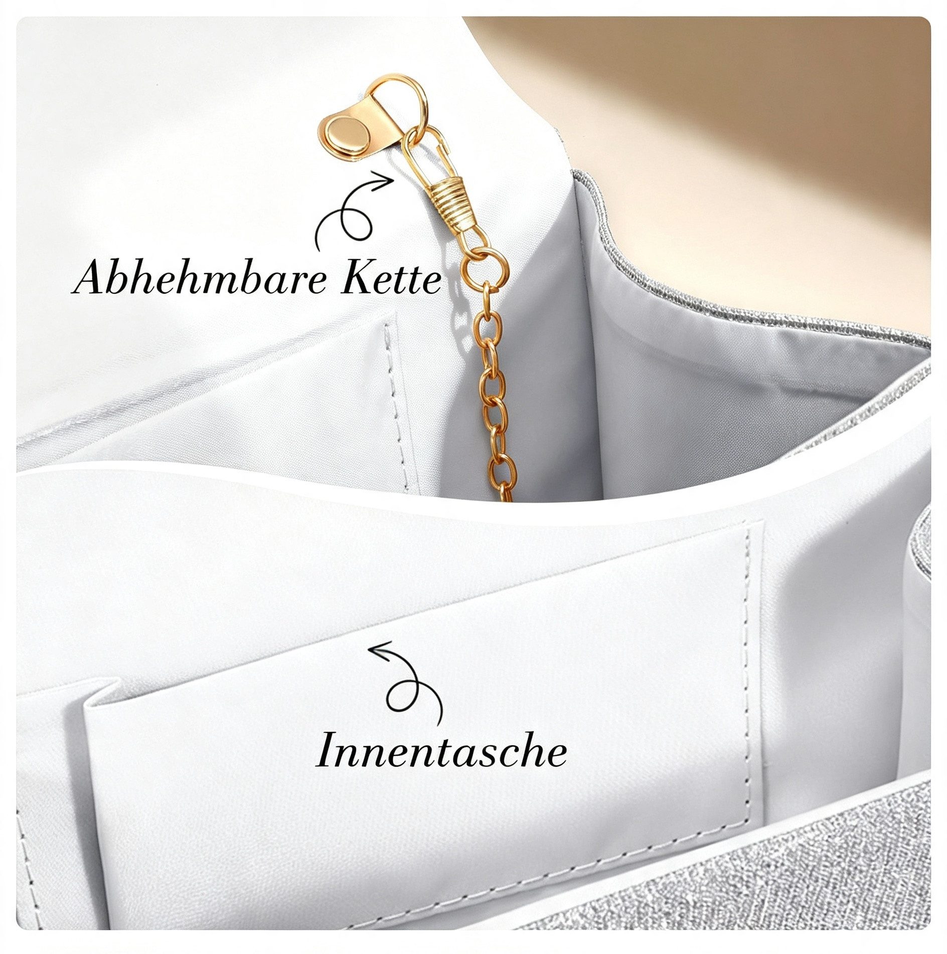 nsihing Abendtasche Damen-Abendtasche mit Strasssteinen, funkelnde Clutch, ideal für Hochzeiten, Partys und Bälle – Bild 4 von 5
