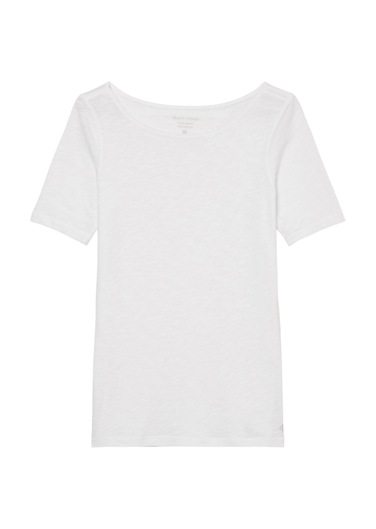 Marc O'Polo T-Shirt U-Boot-Ausschnitt mit weiß
