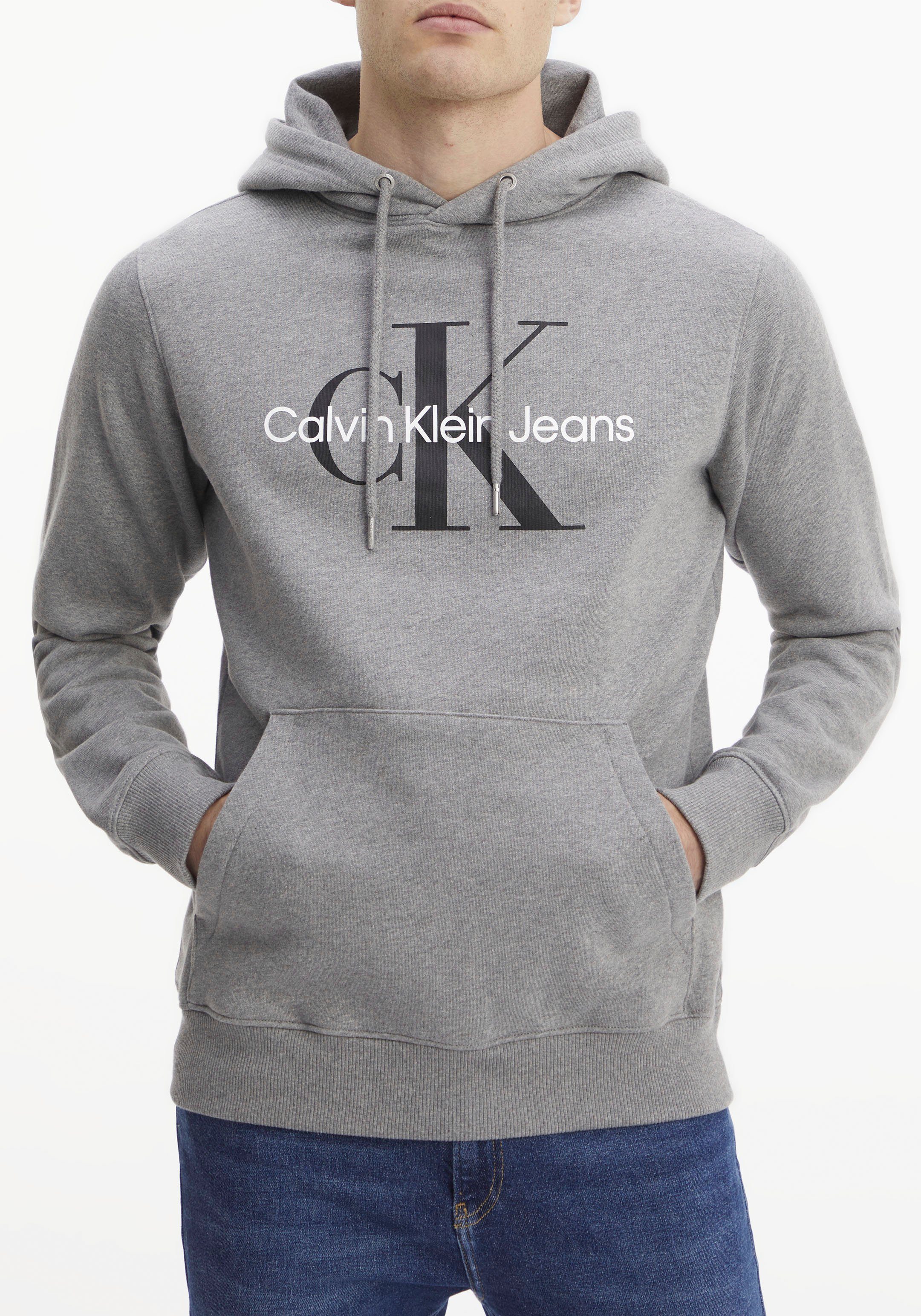 Calvin Klein Jeans Kapuzensweatshirt CORE MONOGRAM HOODIE hellgrau-meliert