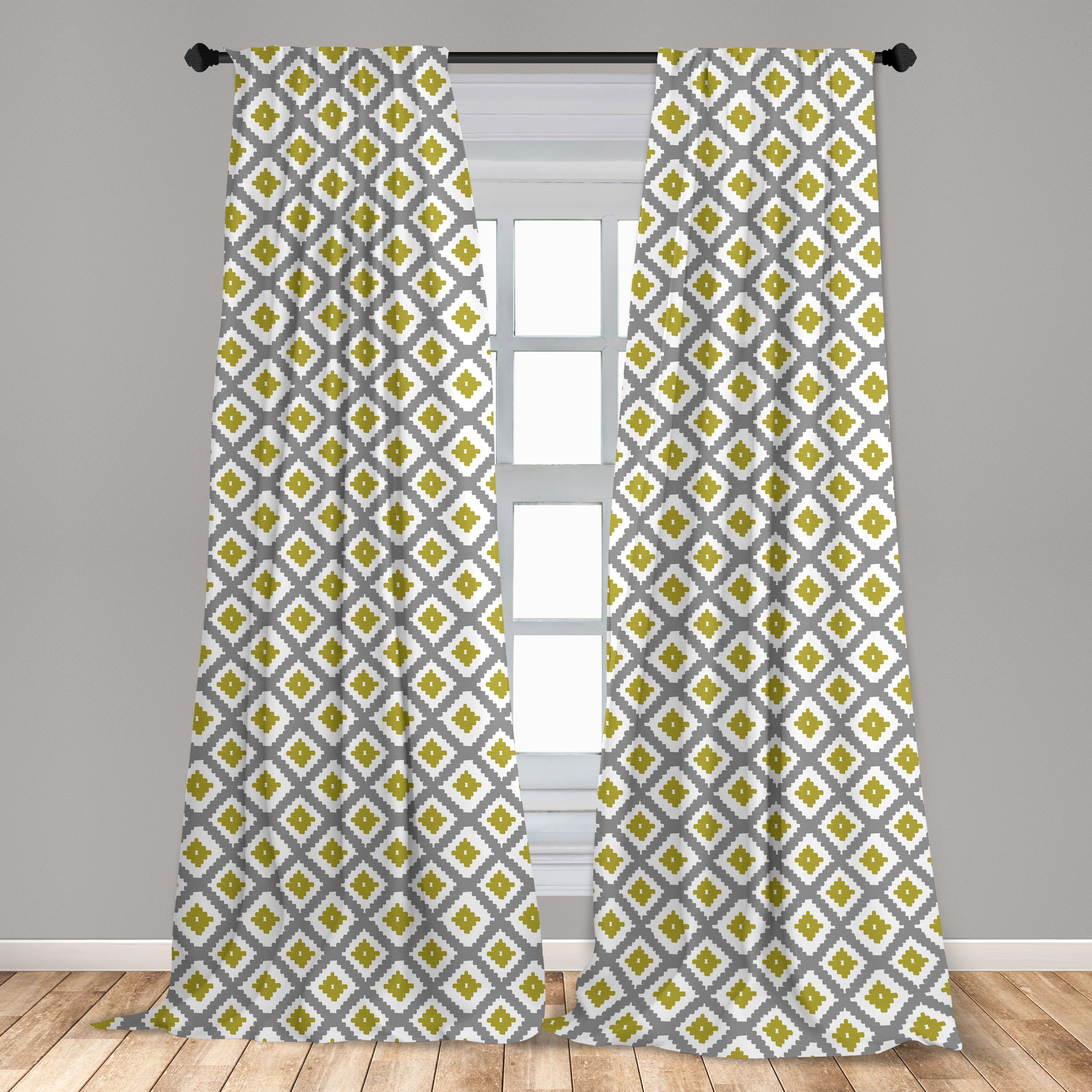 Dekor, Bicolor Wohnzimmer Gardine Microfaser, Rhombus Vorhang für Prüfen Schlafzimmer Abakuhaus, Art Geometrisch Sie