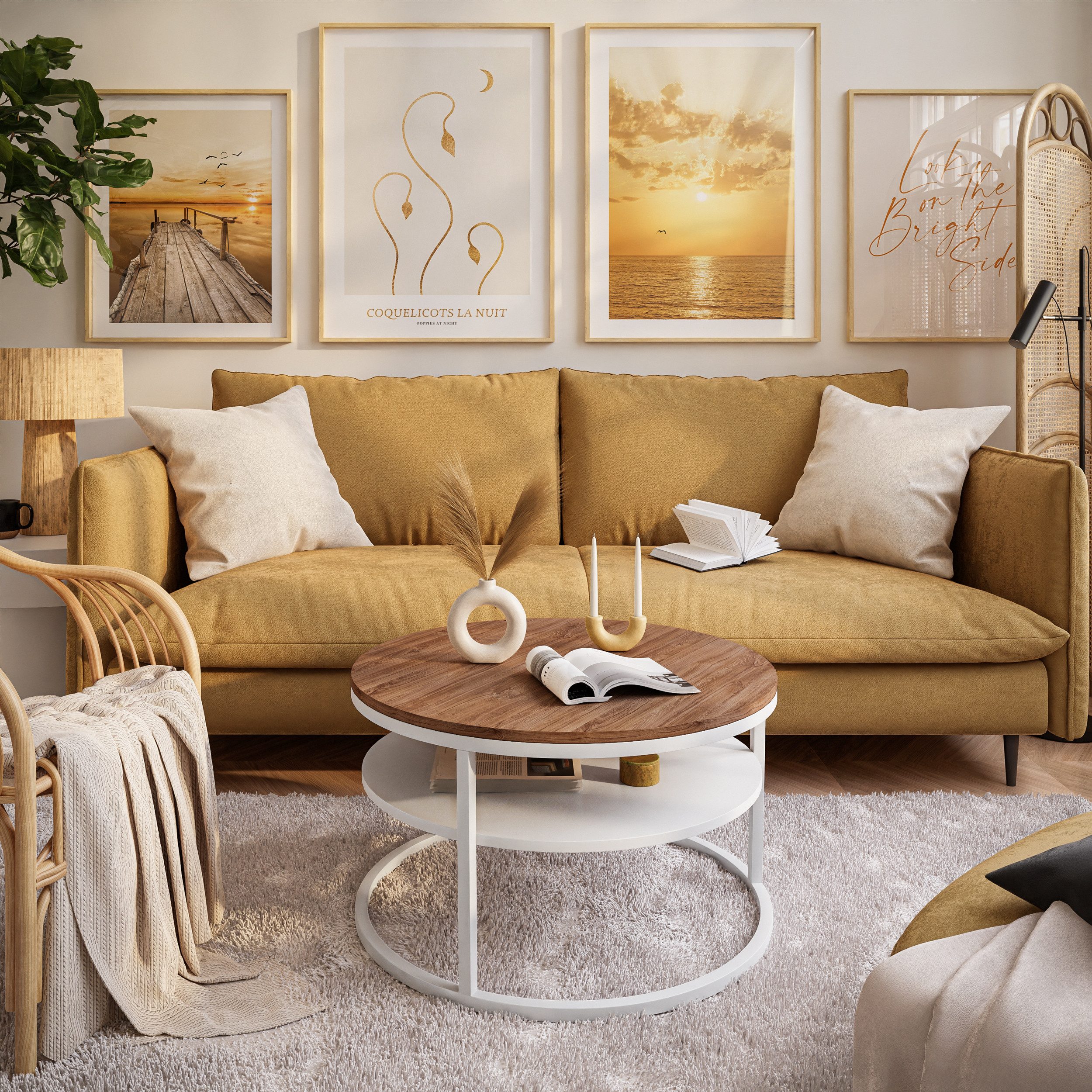 Lookway Couchtisch CIRI LOFT mit Ablage (1 Tisch), Durchmesser: 70 cm günstig online kaufen