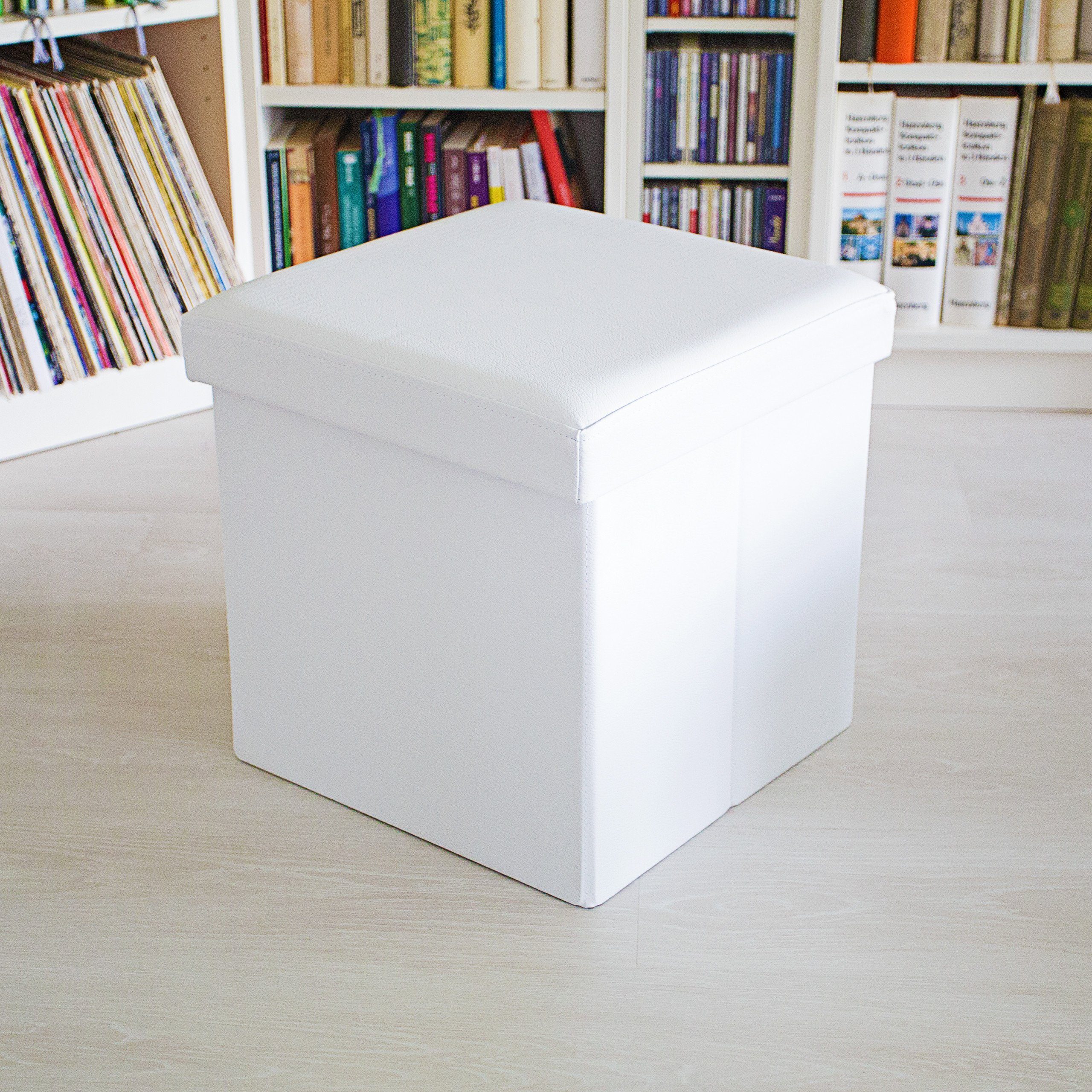relaxdays Sitzhocker Faltbarer Sitzhocker Kunstleder, Weiß günstig online kaufen