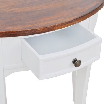furnicato Beistelltisch Konsolentisch mit Schublade und Brauner Tischplatte Halbrund (1-St)