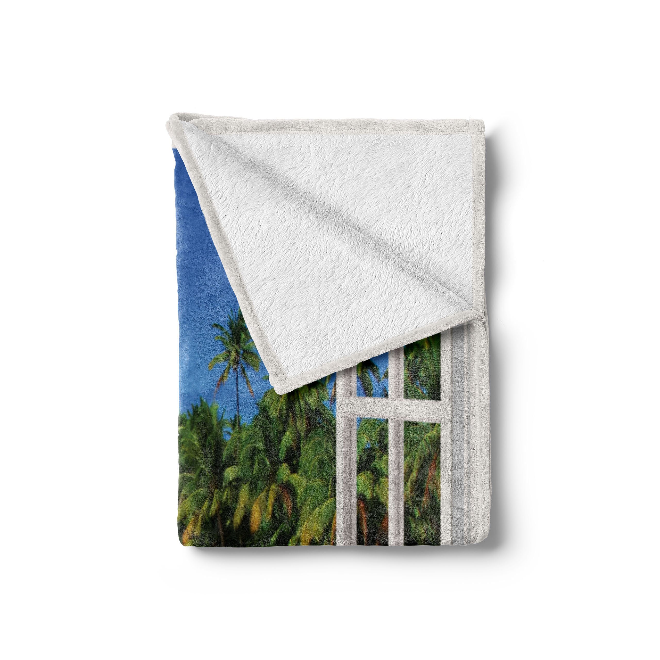 Wohndecke Gemütlicher Plüsch Innen- den und Außenbereich, Ozean für Abakuhaus, Paradise Island Palme