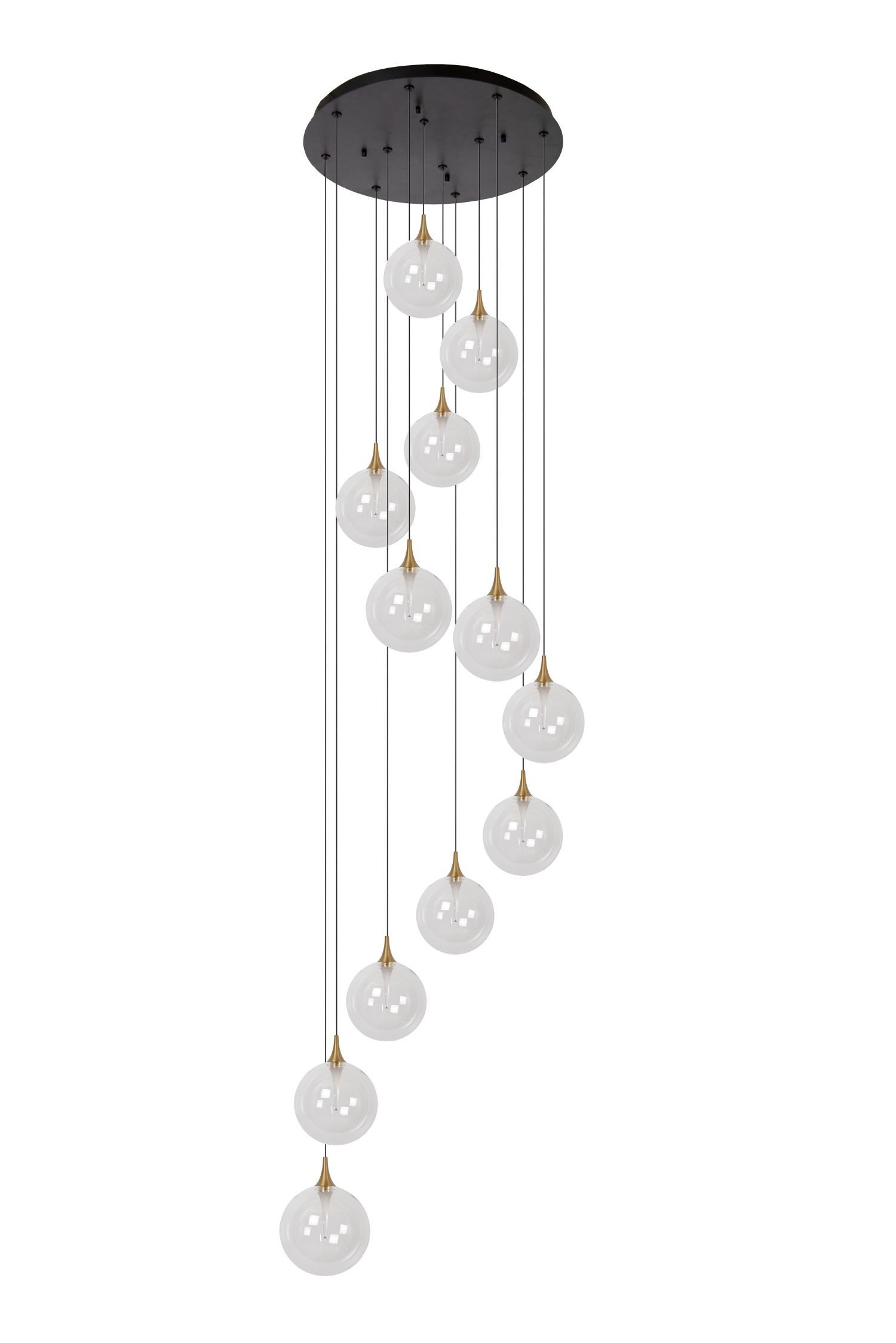 Licht-Erlebnisse Pendelleuchte WERIN, LED fest integriert, Warmweiß, Metall Glas LED H: max. 326 cm Schwarz Kugel Schirm warmweiß 2700 K