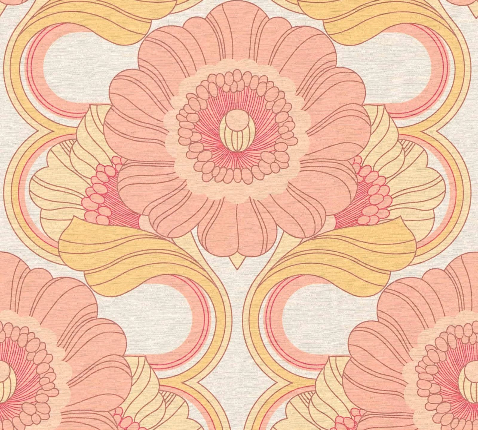 A.S. Création Vliestapete Floral Abstrakt Blätter Ornamente Gelb Rosa 39530-5 – Bild 2 von 5
