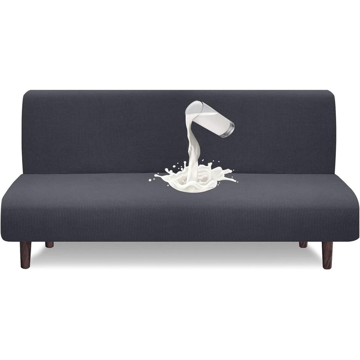 LuxusKollektion Sofahusse Wasserdichte Armlose Futon Abdeckung Hoher Stretch Grau von LuxusKollektion
