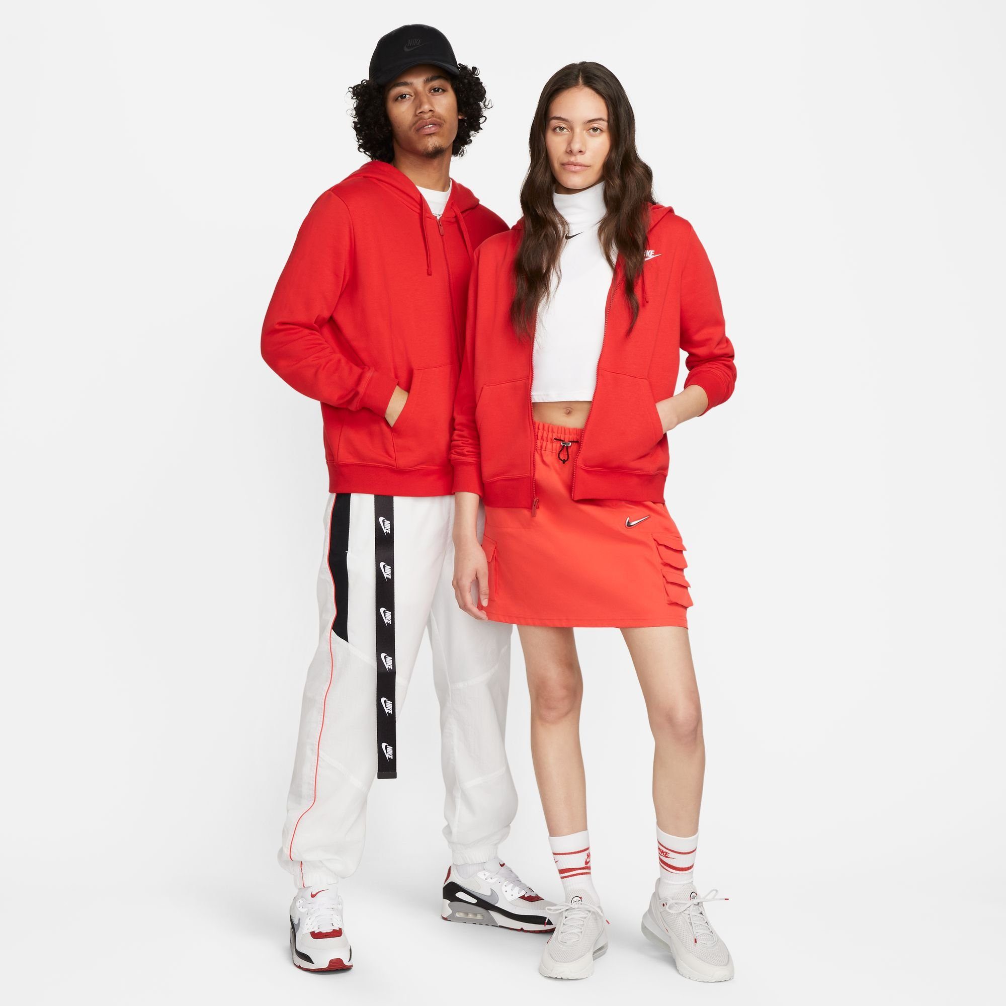 Nike Club Full-Zip Sportswear Kapuzensweatjacke UNIVERSITY Women's RED/WHITE Fleece Hoodie