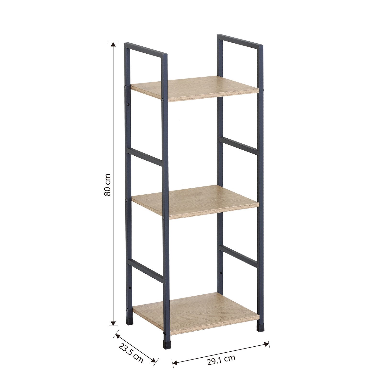HTI-Living Standregal Elio mit 3 Ablagen, Stahlgestell, MDF-Böden in Artisaneiche, 1 Stück 1-tlg., Industrie Design mit drei praktischen Ablageflächen – Bild 5 von 5