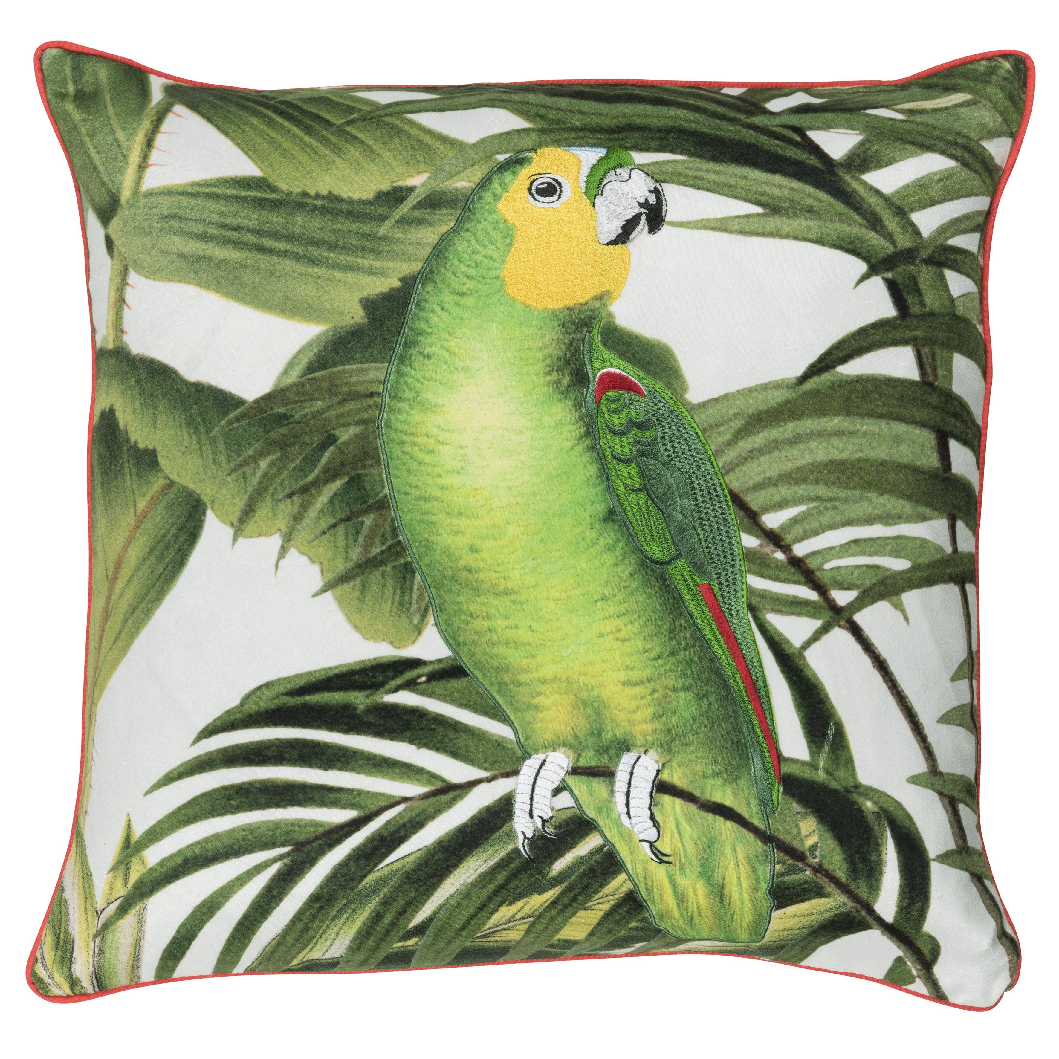 freundin Home Collection Dekokissen Paradise 03 weiß-bunt, Kissen mit Polyesterfüllung digital gedruckt mit Vogelmotiv, 45x45 cm
