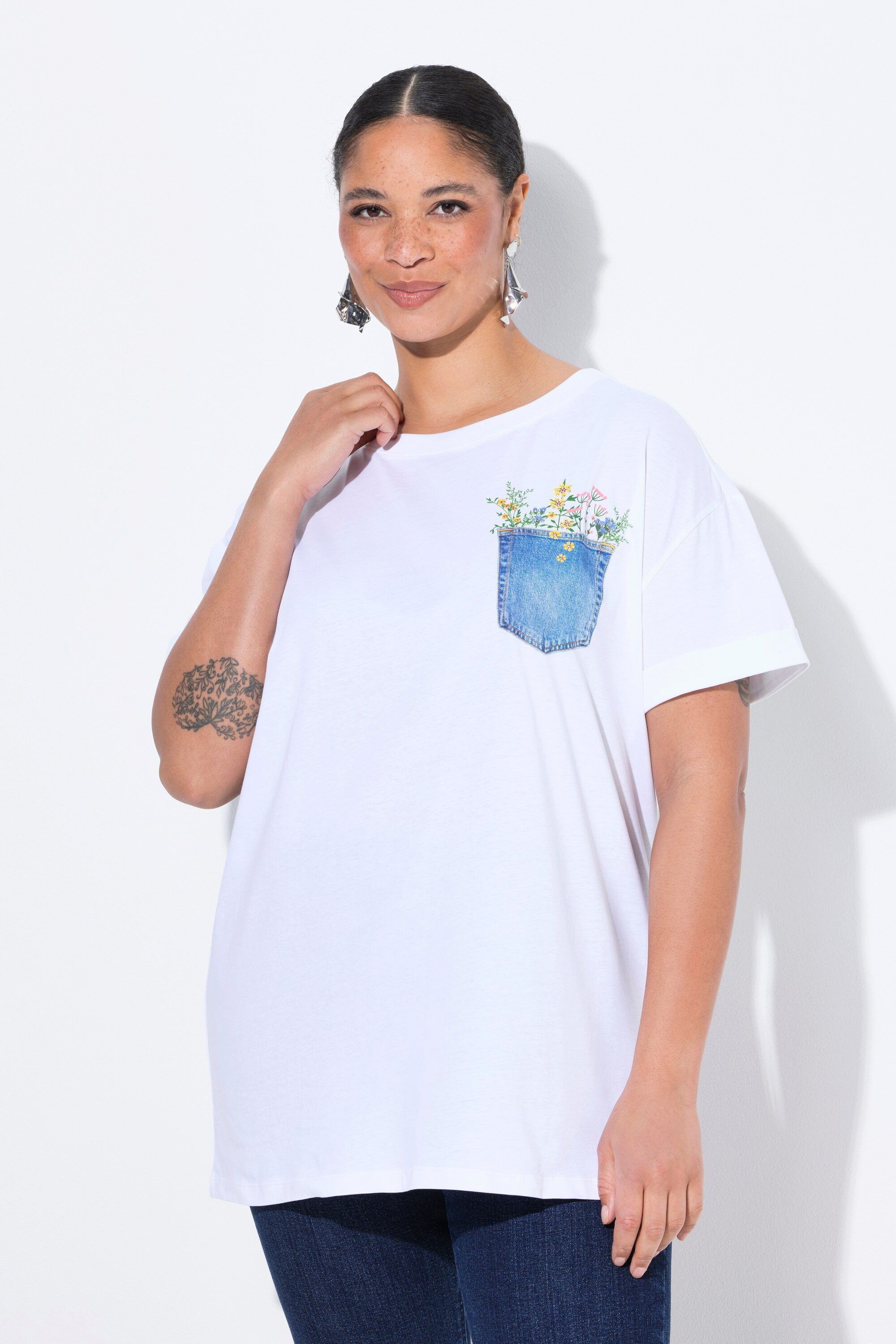 MIAMODA T-Shirt T-Shirt Boxy Fit Brusttaschen-Druck günstig online kaufen