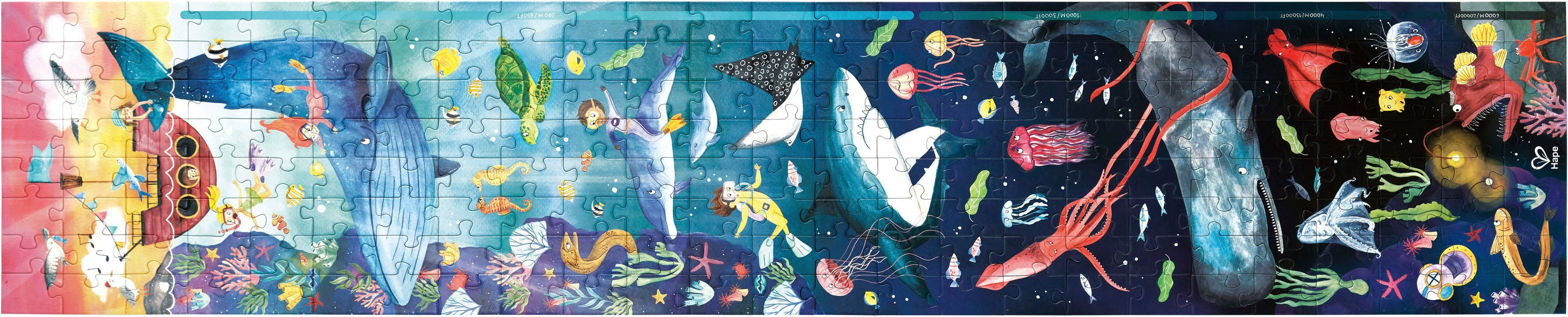 Hape Puzzle Leben im Ozean, 200 Puzzleteile, leuchtet im Dunkeln