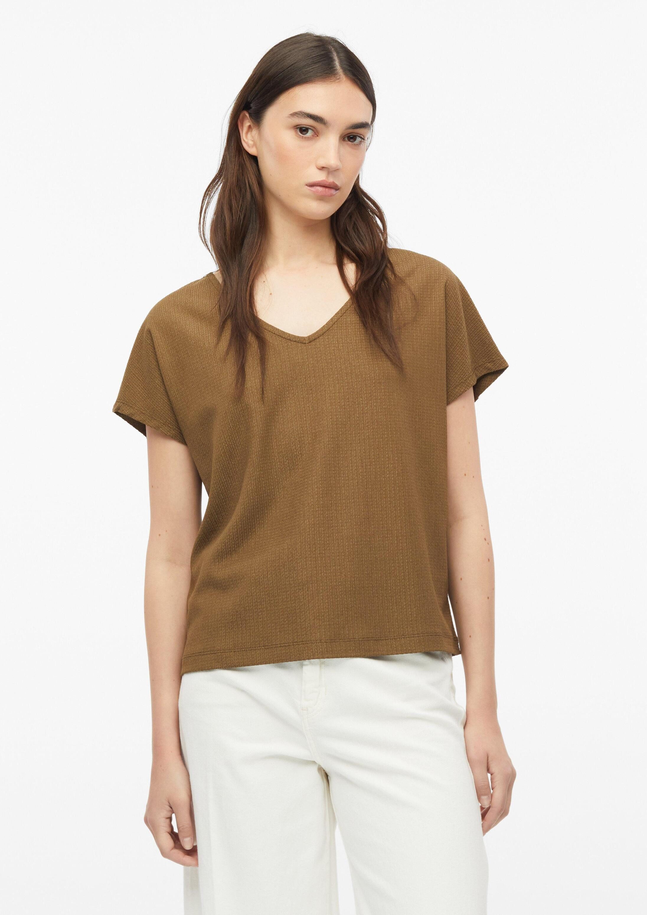 s.Oliver Kurzarmshirt T-Shirt Strukturiertes V-Neck-T-Shirt im Relaxed Fit