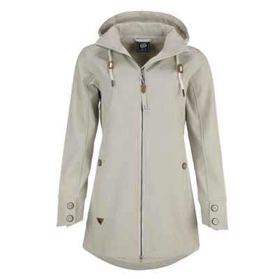 Dry Fashion Softshelljacke Damen Softshell Mantel Sellin - Melierte Jacke mit Kapuze - wind- und wasserabweisend