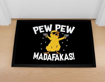 Fußmatte Fußmatte mit Spruch Pew Pew Madafakas Crazy Chick Küken Meme Trend rutschfest & waschbar Moonworks®, MoonWorks, rechteckig
