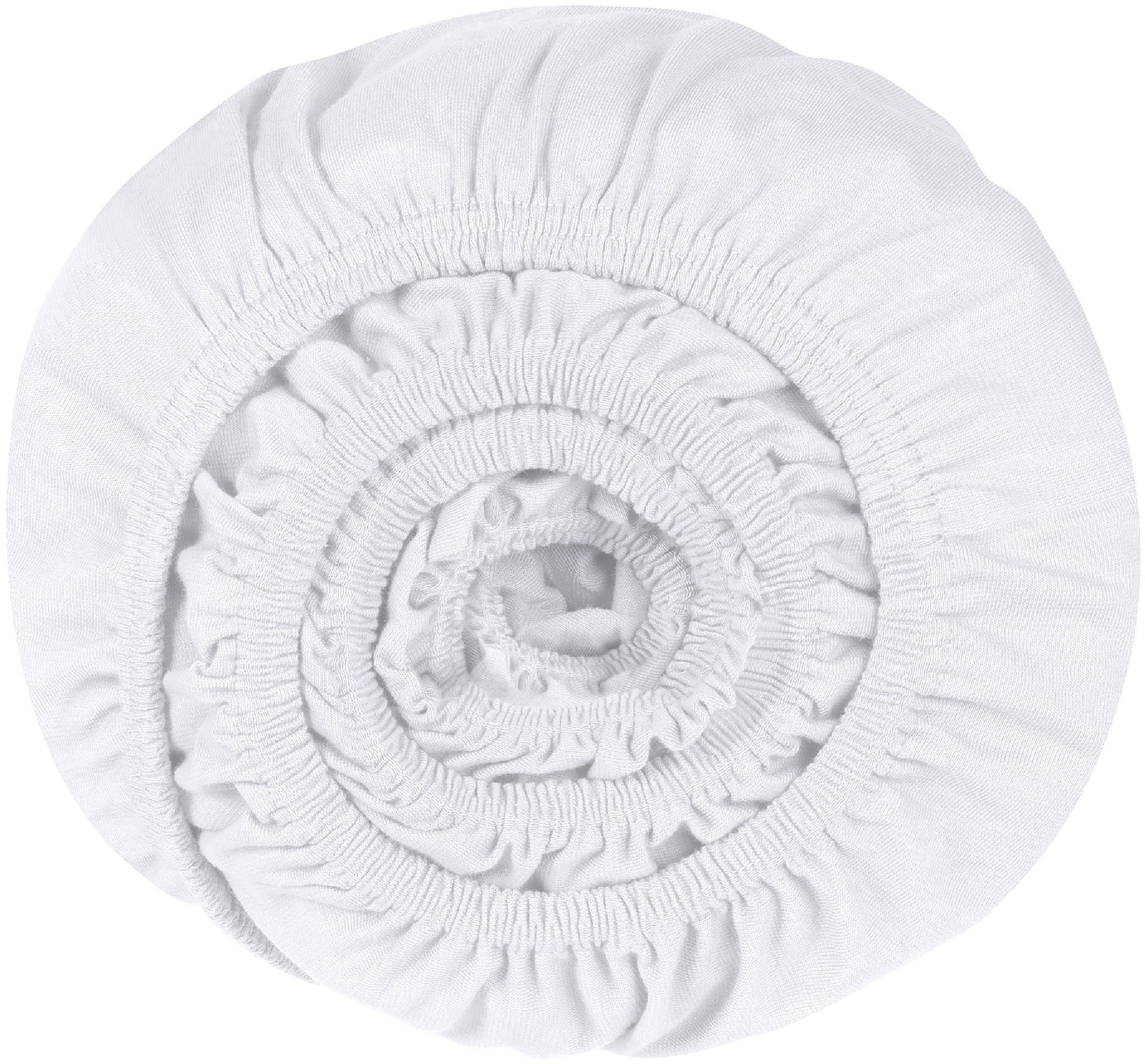 Schiesser Spannbettlaken Elli, Jersey-Elasthan, Gummizug: rundum, (1 Stück), für hohe Matratzen und Boxspringbetten, MADE IN GREEN by OEKO-TEX®
