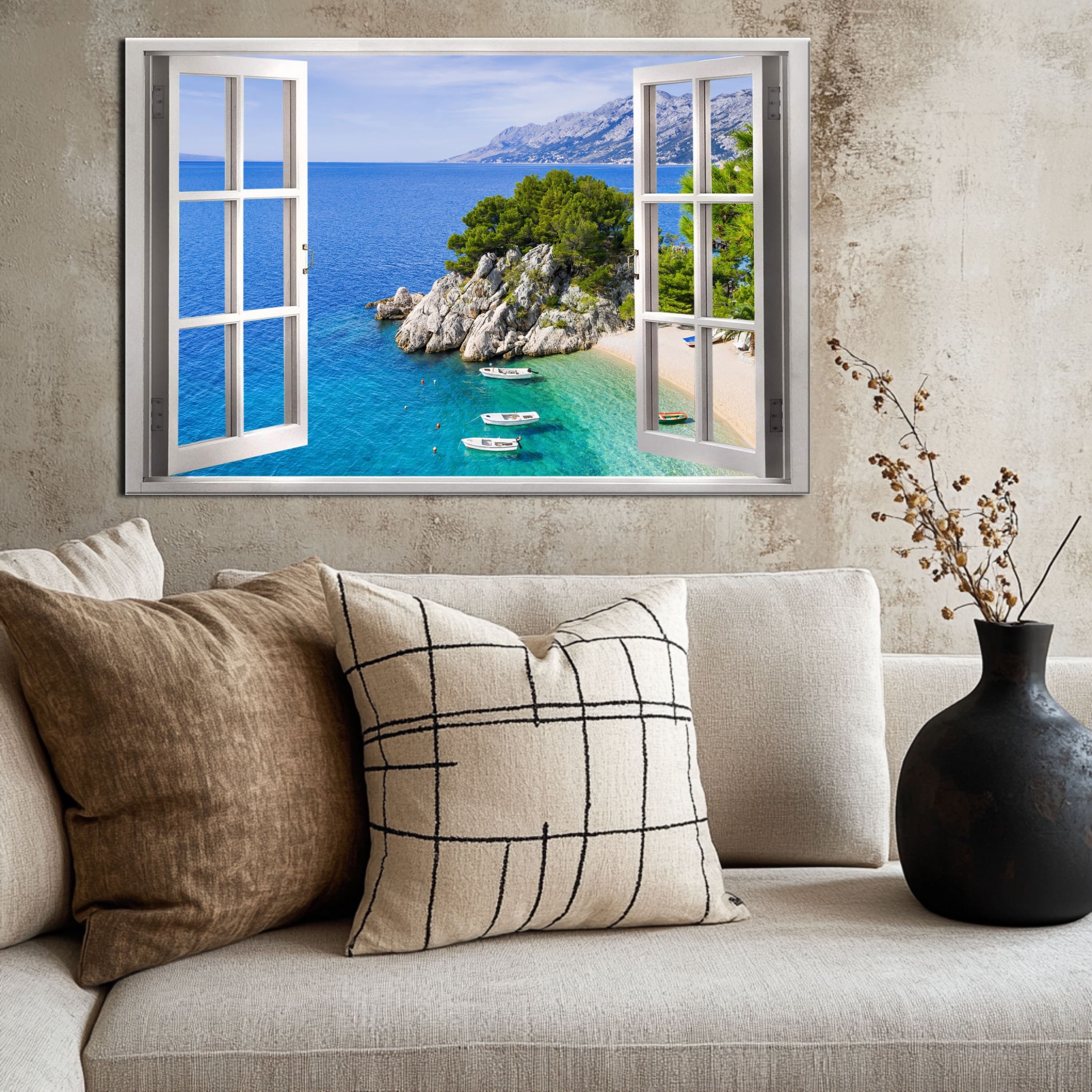 DARO Design Leinwandbild Modern Abstrakt Wandbilder XXL Wandbild Wand Deko Leinwand Bilder, (Kroatien - Bild Groß Wohnzimmer Schlafzimmer Küche Esszimmer Einteilig Querformat Fotodruck Leinwände Wanddeko Abstrakte Kunst Boho), 40x30cm