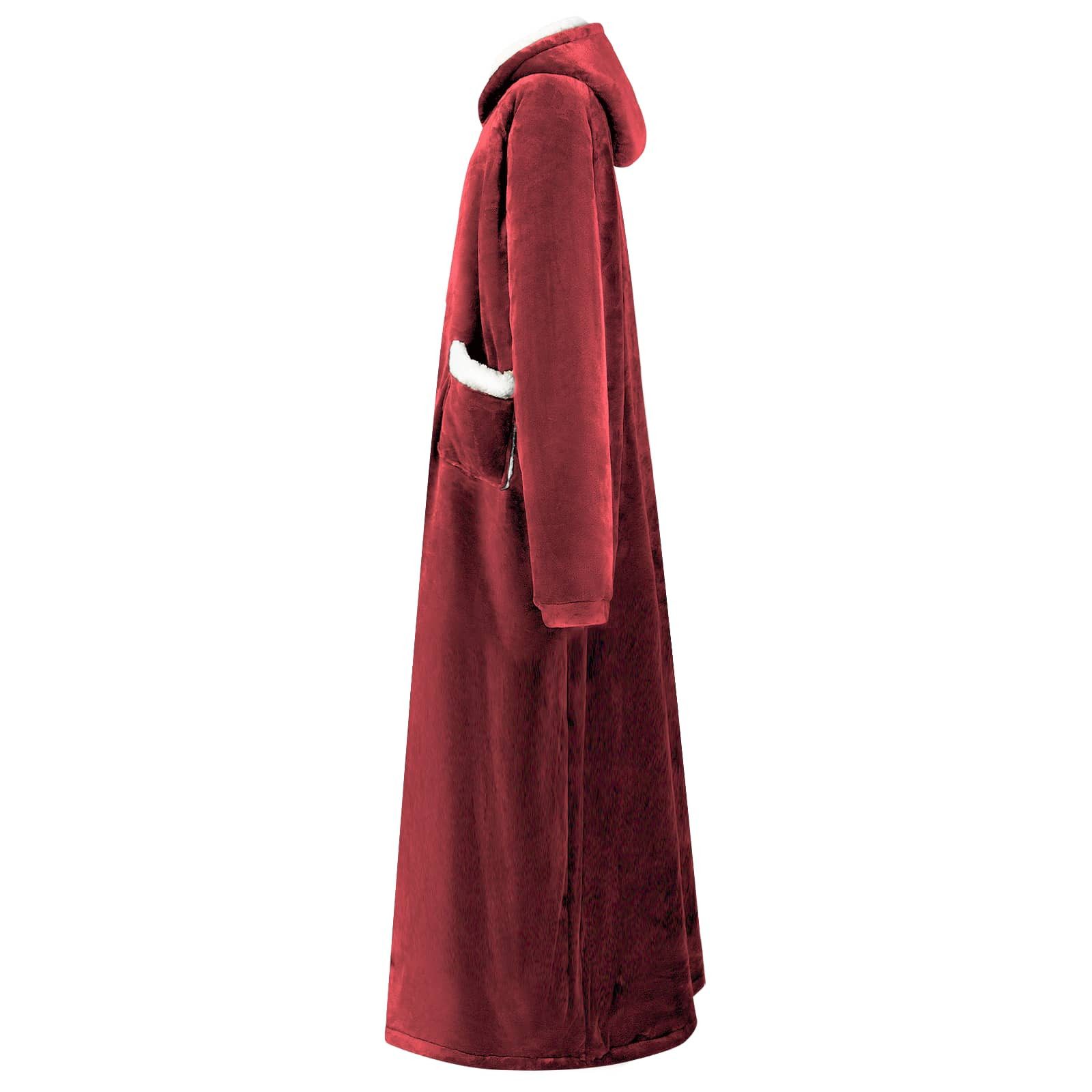 vidaXL Damenbademantel XL Decken-Hoodie Bordeauxrot xl Fleece und Flanell, 100% Baumwolle