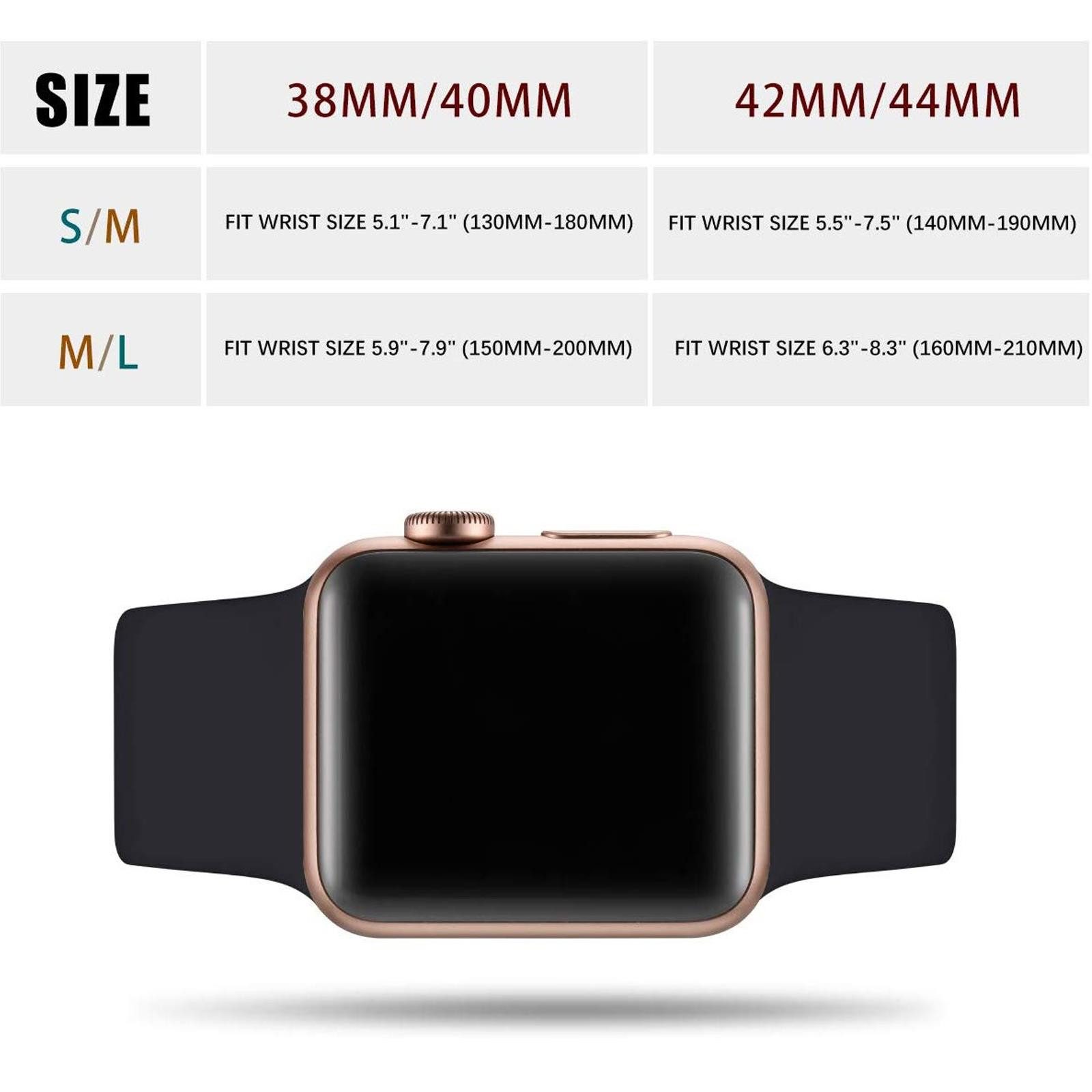 CoolGadget Smartwatch-Armband Fitnessarmband aus TPU / Silikon, für Apple Watch 1 - 4 / 5 / 6 / 7 / 8 / 9 / SE / Ultra 42 44 45 mm