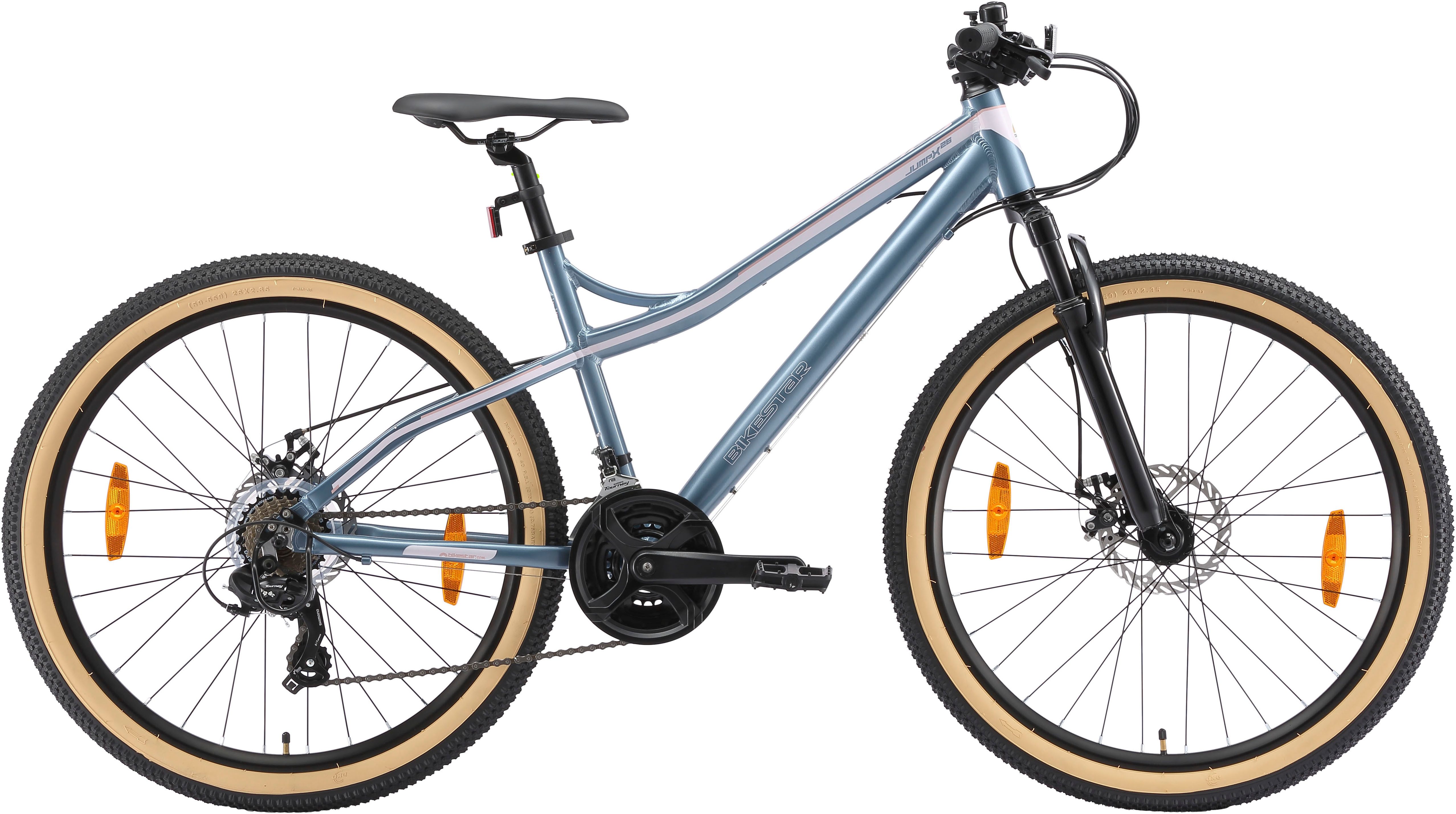 Bikestar Mountainbike, 21 Gang Shimano RD-TY300 Schaltwerk, Kettenschaltung, für Damen und Herren, Kettenschaltung