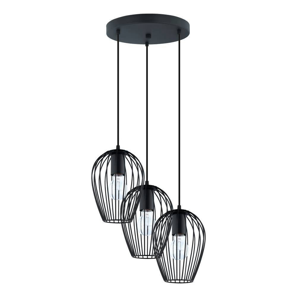 EGLO Pendelleuchte NEWTOWN Pendellampe, schwarz, Stahl, E27, Hängeleuchte, Rondell, ohne Leuchtmittel, Hängelampe, Schlicht, Vintage, Retro, Wohnzimmer, Esszimm – Bild 4 von 5