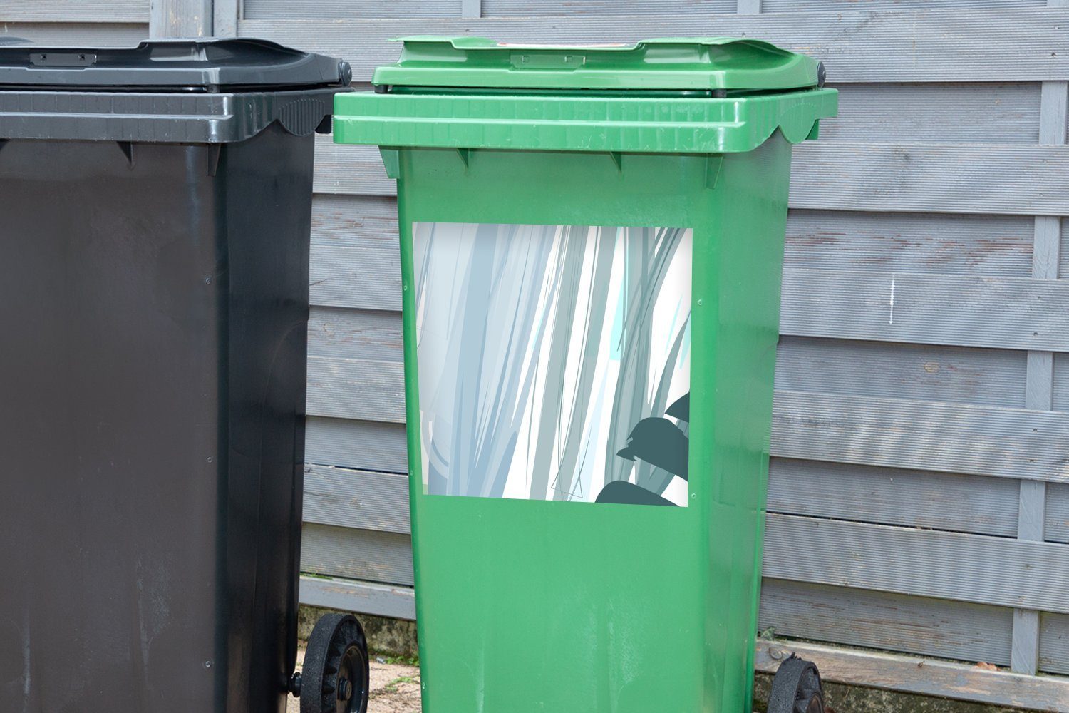 MuchoWow Wandsticker Sommer Mülleimer-aufkleber, Spot Container, Sticker, Grün Mülltonne, (1 - Abfalbehälter St), 