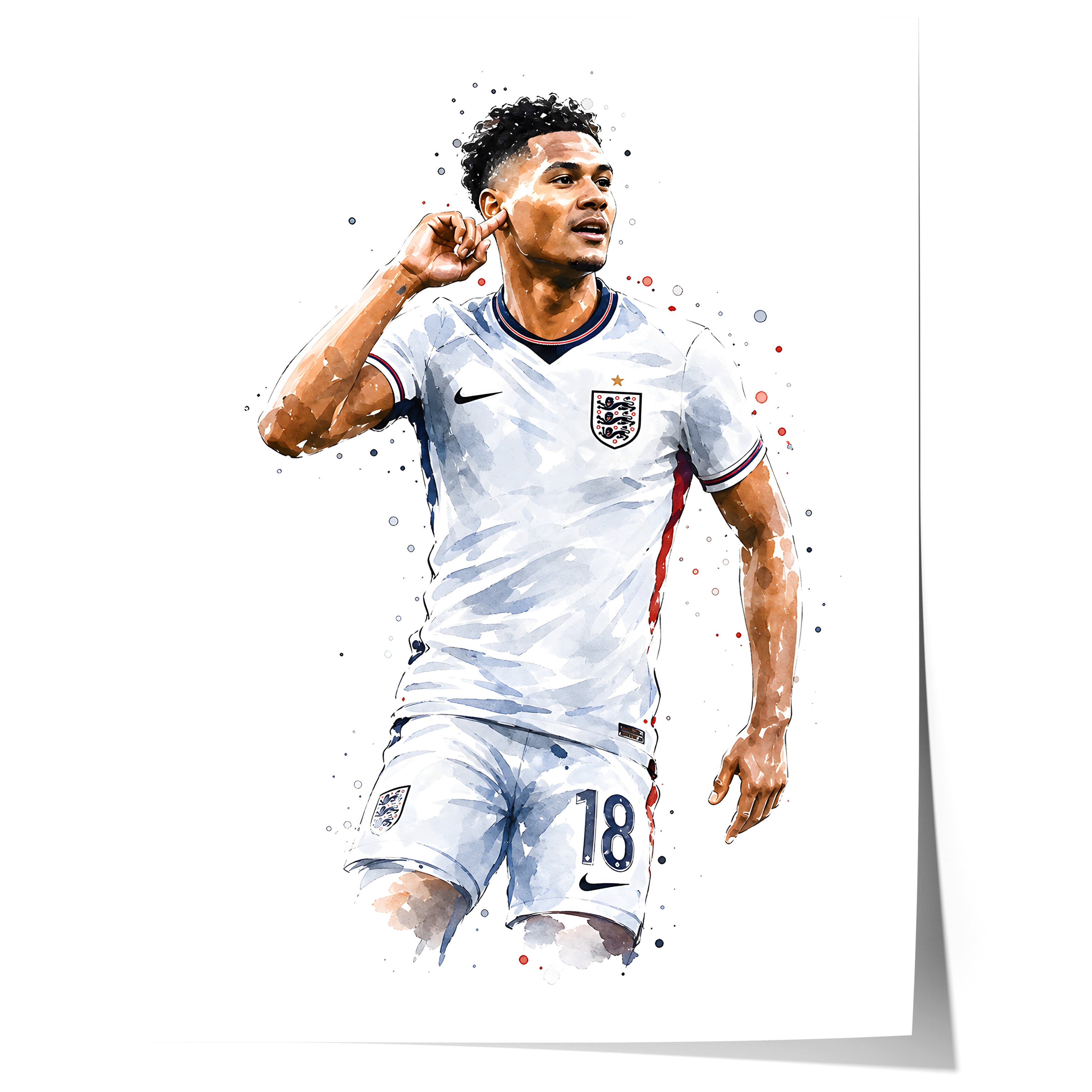 JUSTGOODMOOD Poster England Fussball Geschenkidee Aquarell Sport Wandbild Deko Print ohne, (1 St)