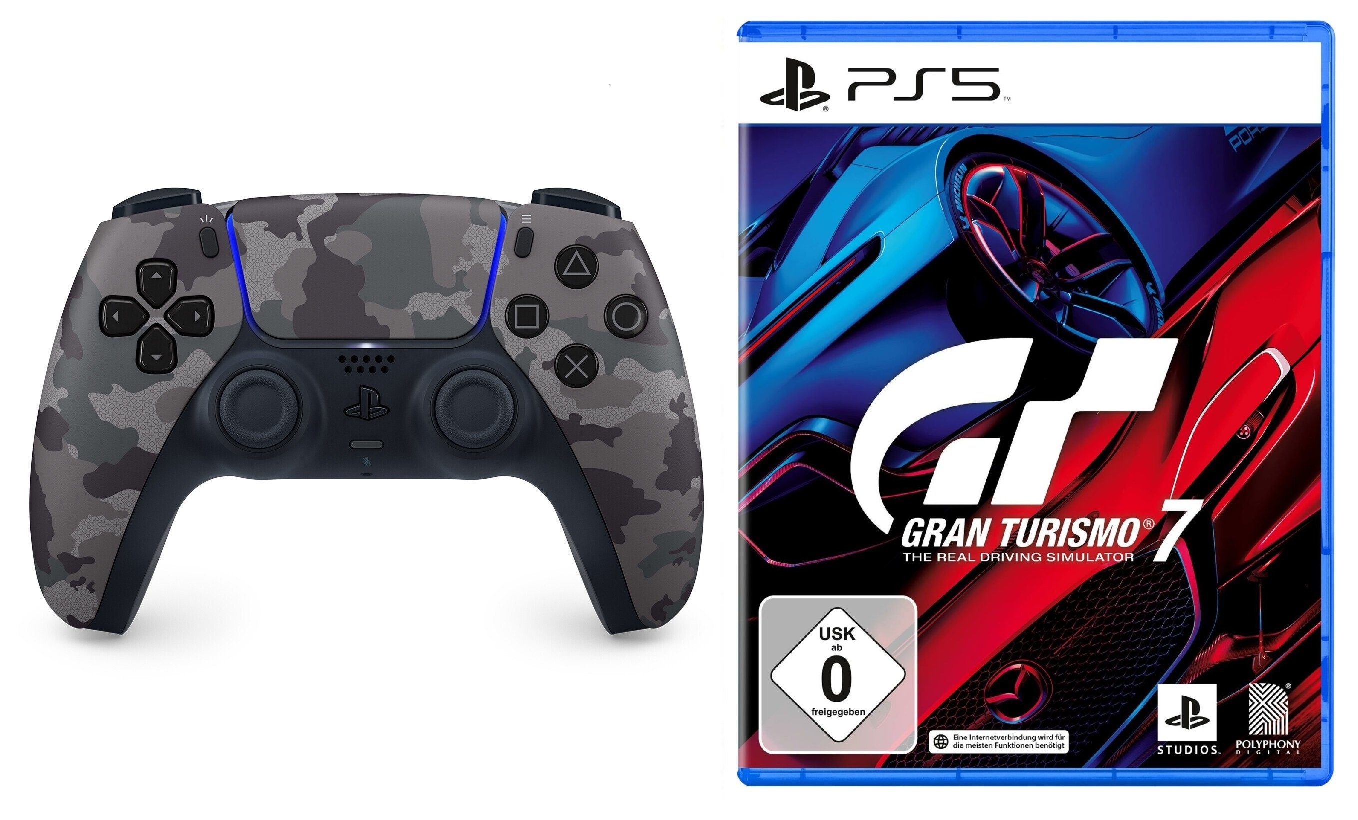 Playstation PS5 Controller mit Gran Turismo 7 Spiel Bundle PlayStation 5-Controller (DualSense Wireless-Controller)