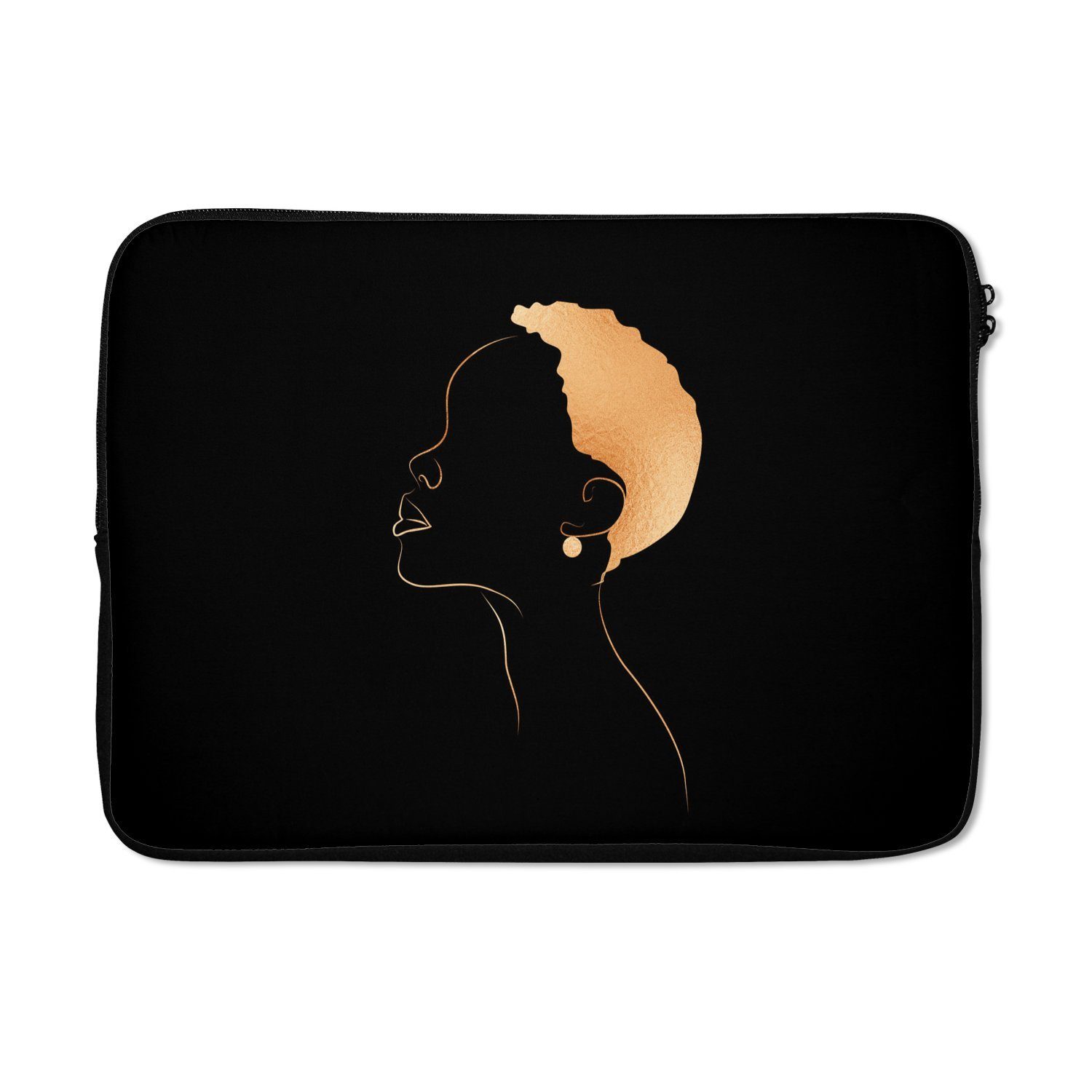 Laptop-Hülle Frau - Strichzeichnung - Schwarz - Gold