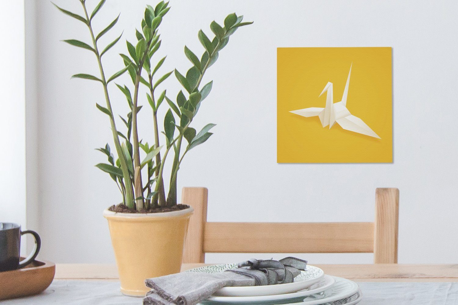 Wohnzimmer für Illustration OneMillionCanvasses® Leinwandbild Schlafzimmer Leinwand weißen St), eines Bilder Origami-Krans, Eine (1