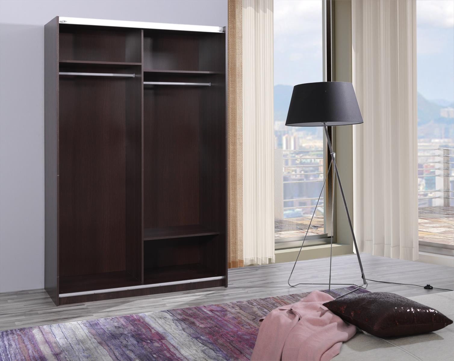 MOEBLO Kleiderschrank MADISON (Schwebetürenschrank 2-türig Schrank Garderobe Schiebtüren Schlafzimmer) -(BxHxT):135x211x60 cm
