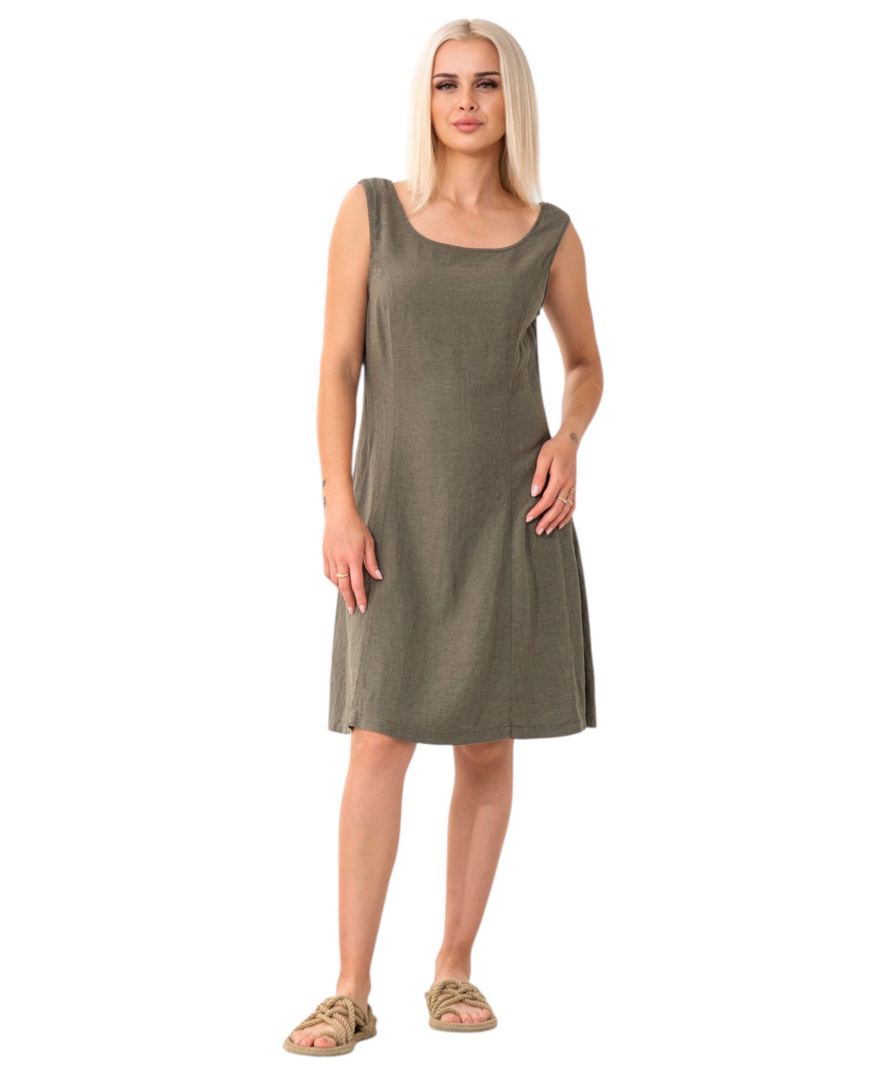 WENOR Sommerkleid mit Bindegürtel hinten Leinenmix günstig online kaufen