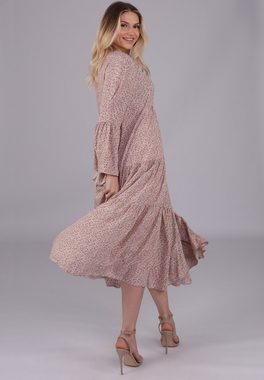 YC Fashion & Style Maxikleid Elegantes Maxikleid mit floralem Print in sanftem Rosa Boho, Hippie, mit Blumendruck