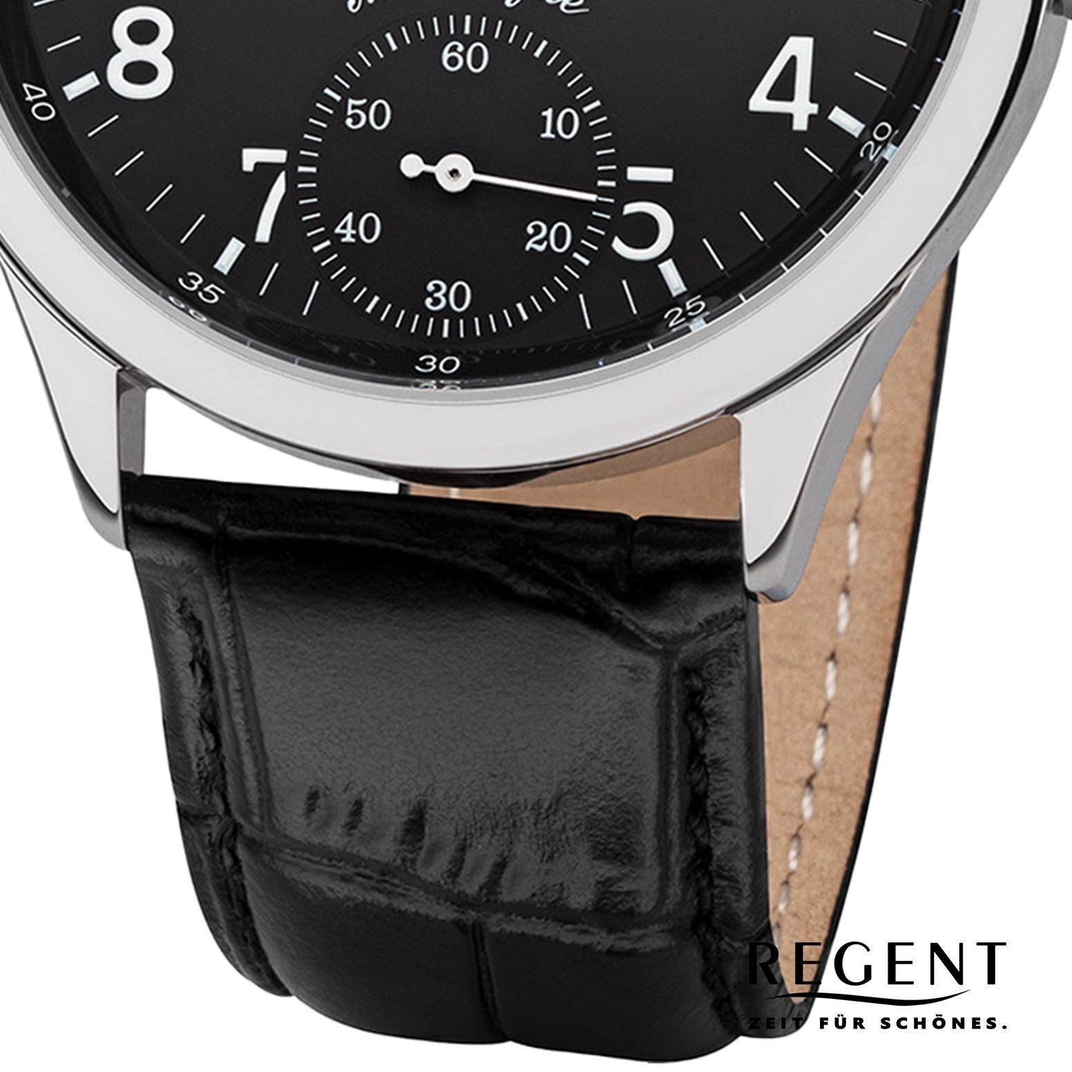 42,5mm), Regent groß Analoganzeige, rund, Armbanduhr Herren Quarzuhr Armbanduhr Lederbandarmband Herren (ca. Regent