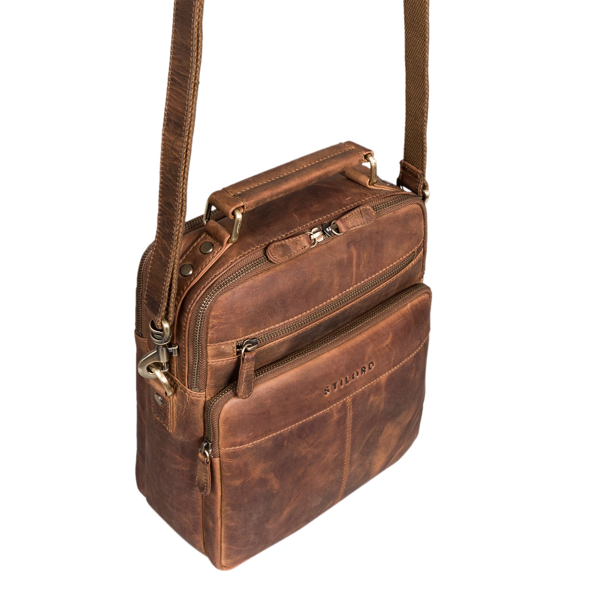 STILORD Schultertasche "Joe" Modische Herrentasche mit Handgriff zum Umhängen aus Leder