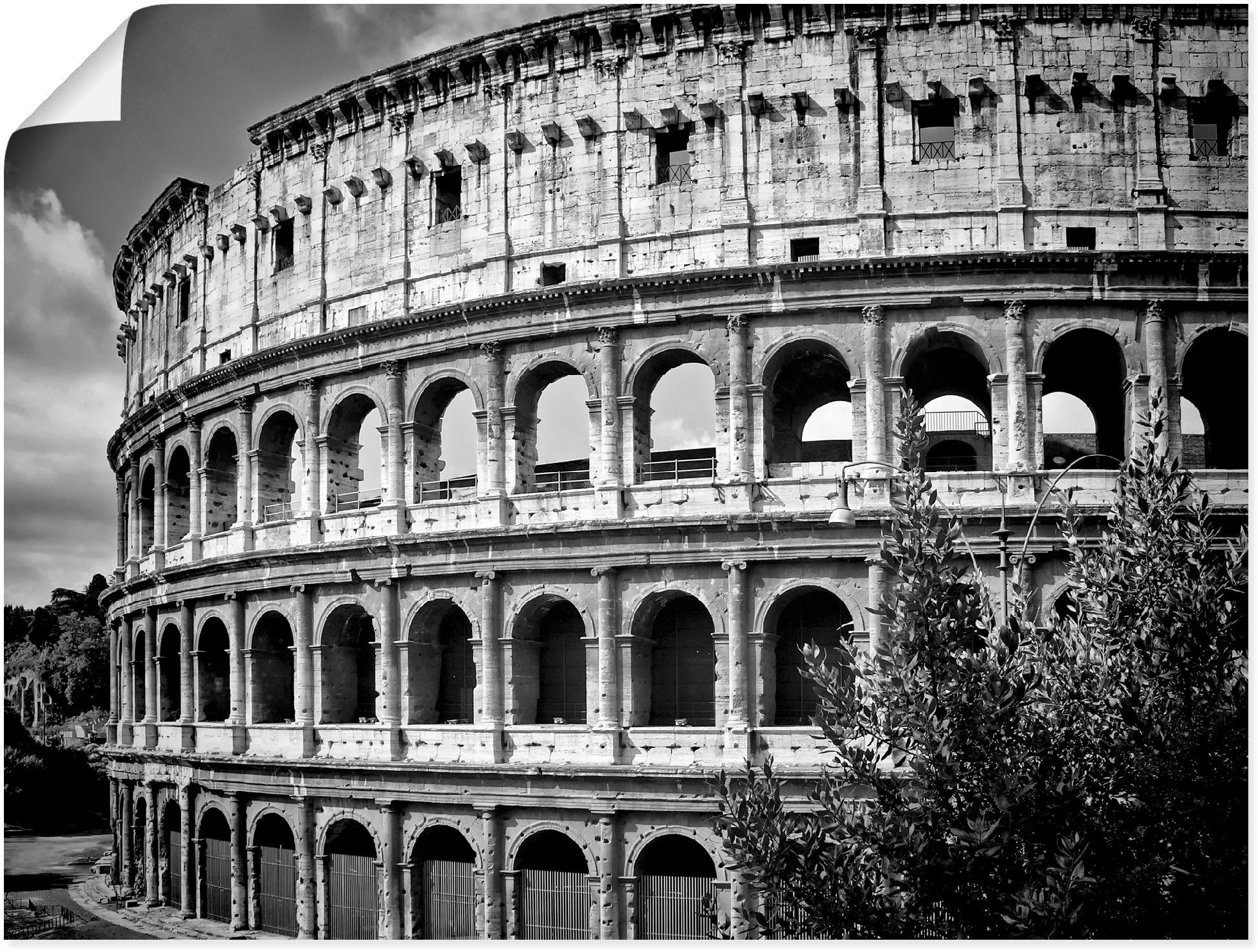 beträchtlich Artland Wandbild Rom Kolosseum oder Leinwandbild, Rom als Alubild, Wandaufkleber Größen Monochrom, Poster in St), (1 versch