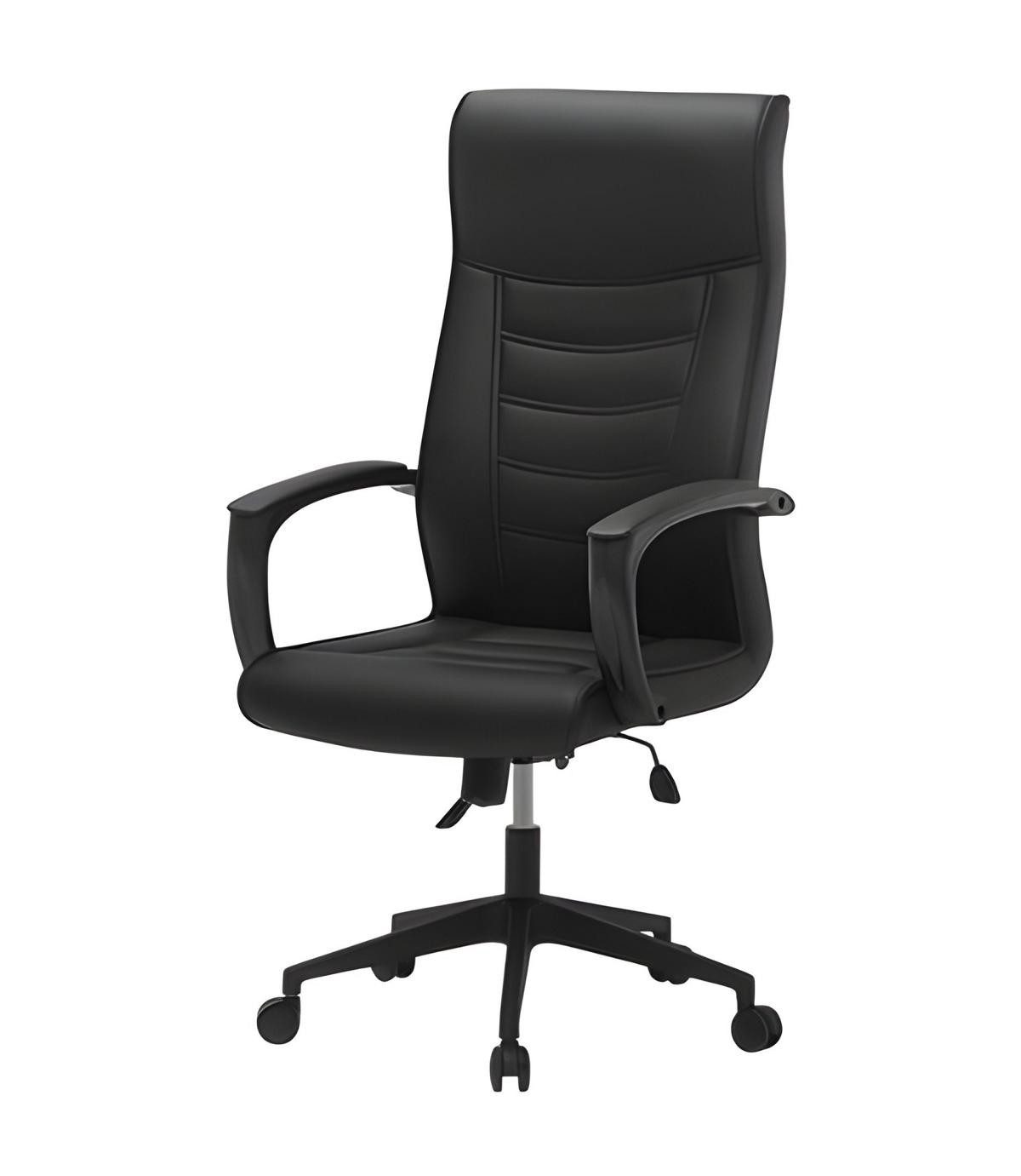 Xlmoebel Schreibtischstuhl Schwarzer Designer Bürostuhl aus Leder für Arbeitszimmer, Made in Europa