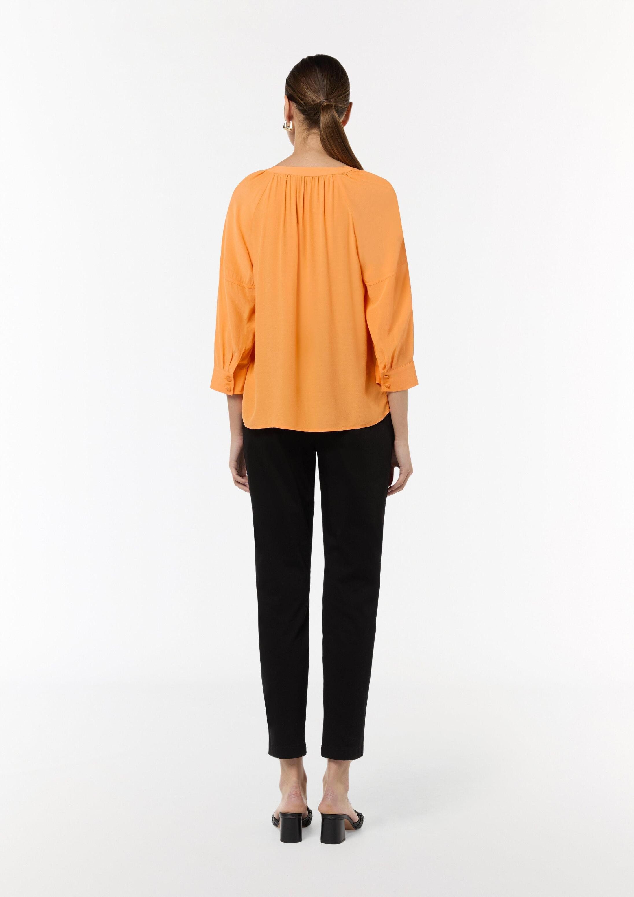 comma Kurzarmbluse Bluse Bluse aus Crêpe