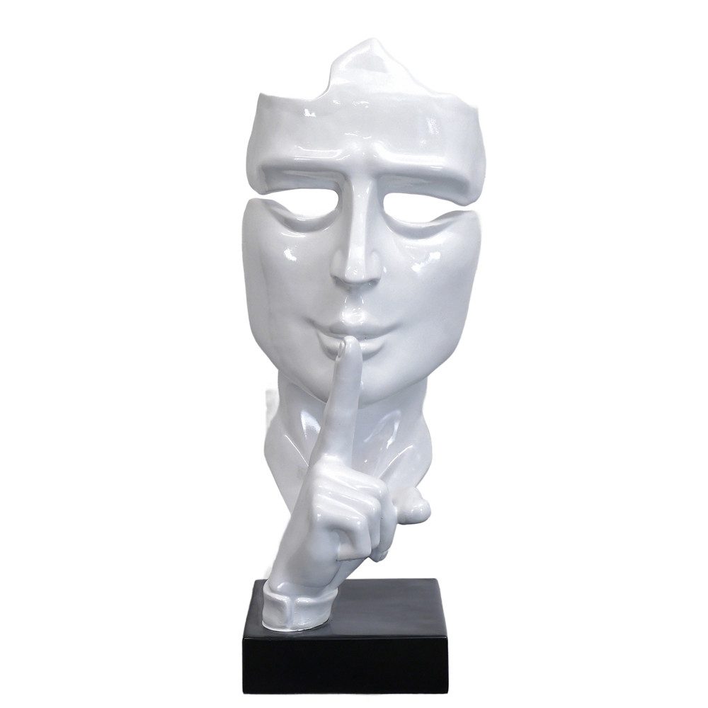 Dekofigur Maske kreative Skulptur Kunstharz weiß/schwarz Gartenfigur