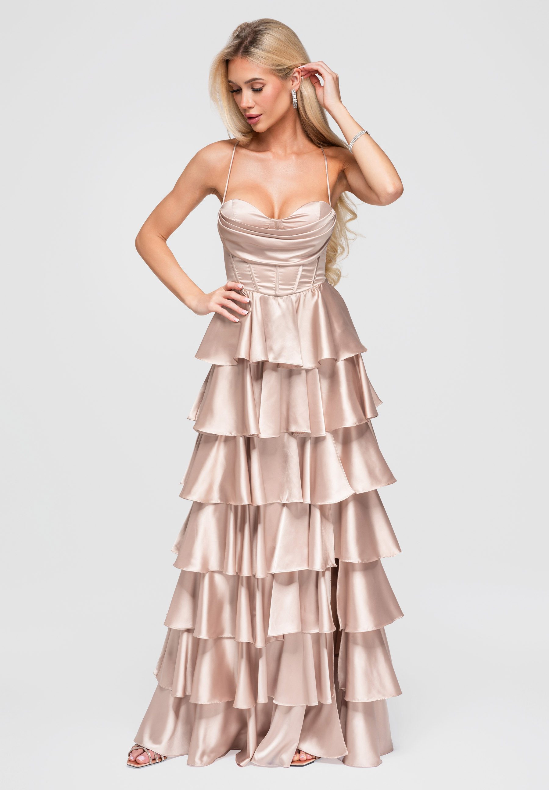 OMBRE Abendkleid Elegantes Rüschen-Abendkleid
