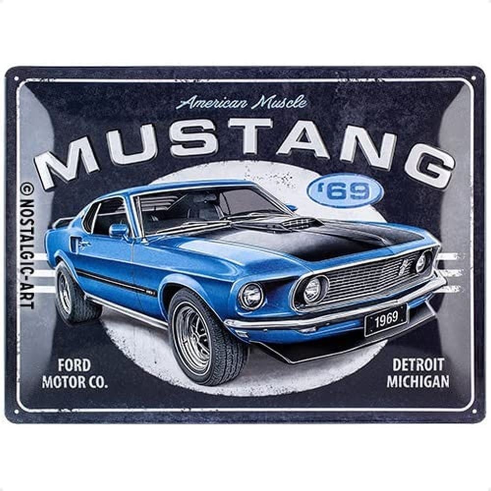 Nostalgic-Art Metallschild Blechschild 30 x 40 cm - Ford - Ford Mustang  Blue ´69